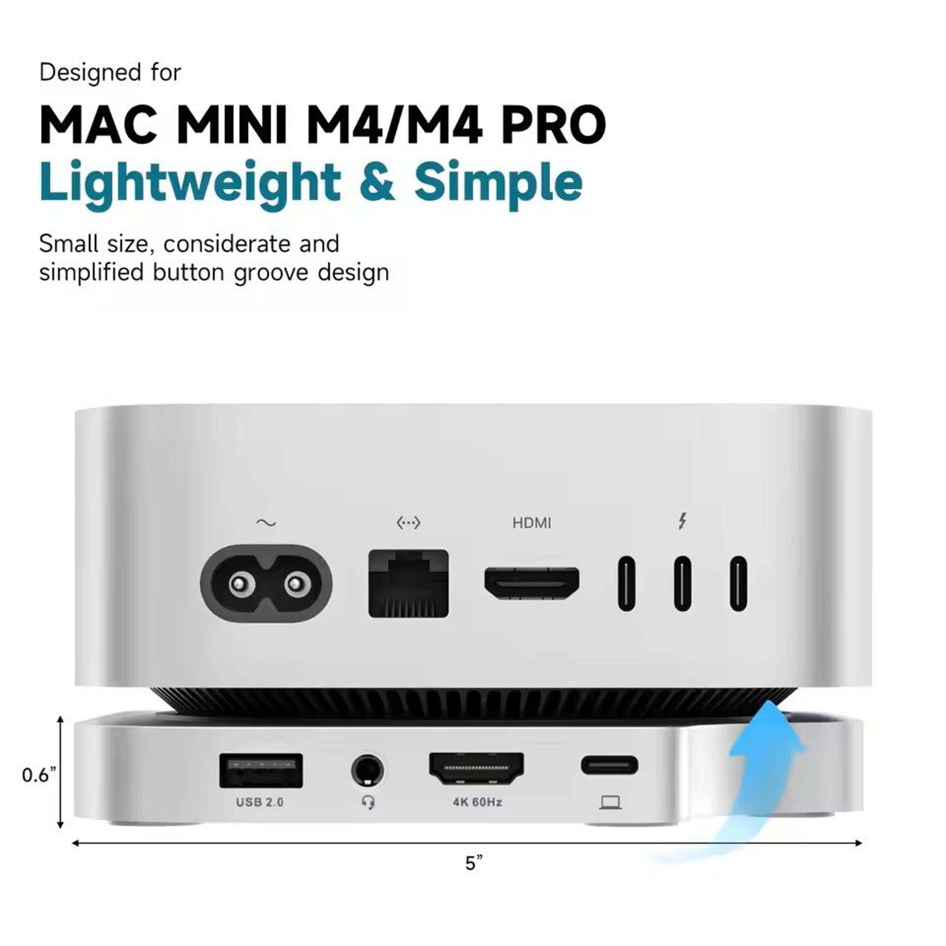mac mini dock stand with ssd enclosure and usb c hub for mac mini m4