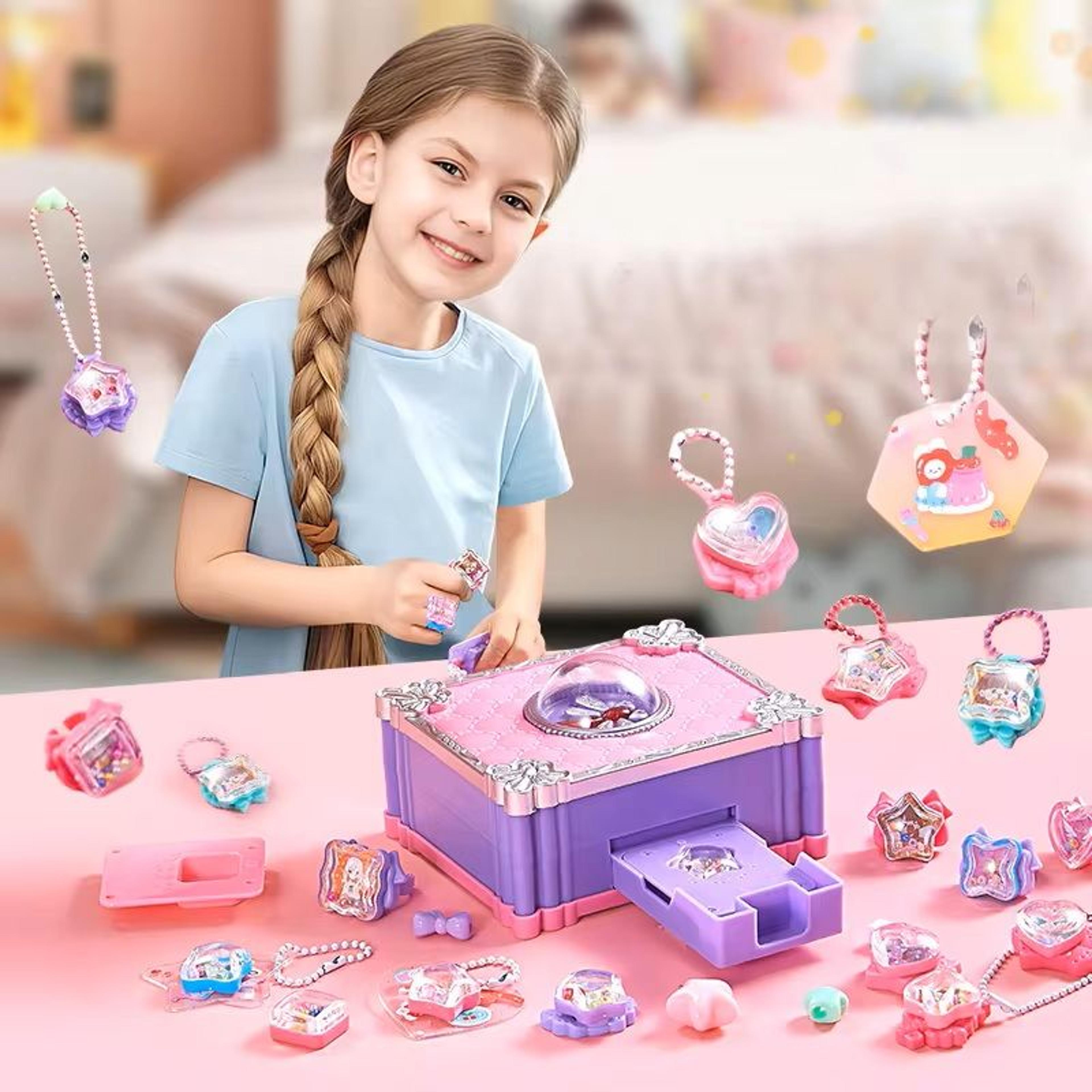magic sticker craft book set for girls – diy jewelry & ring making toy kit