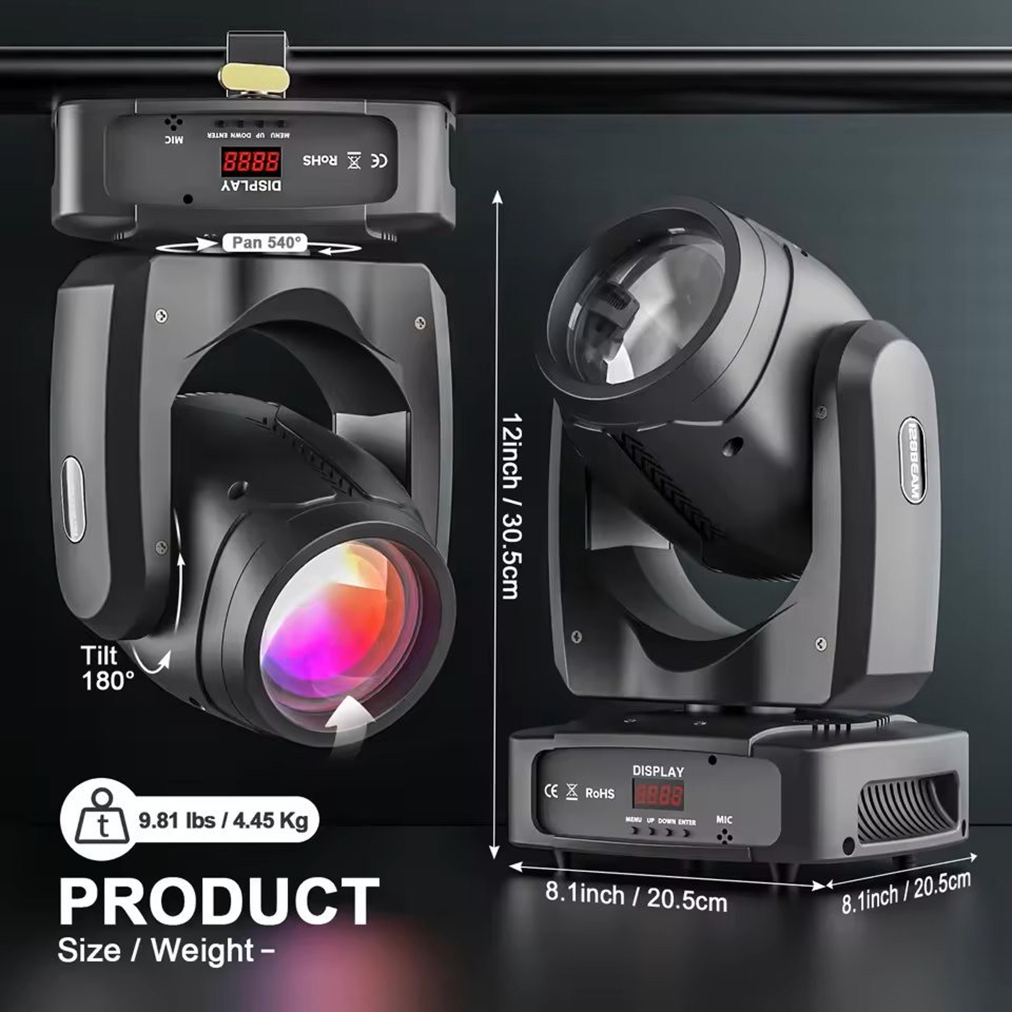 rgbw led moving head stage light with dmx512 and voice activation