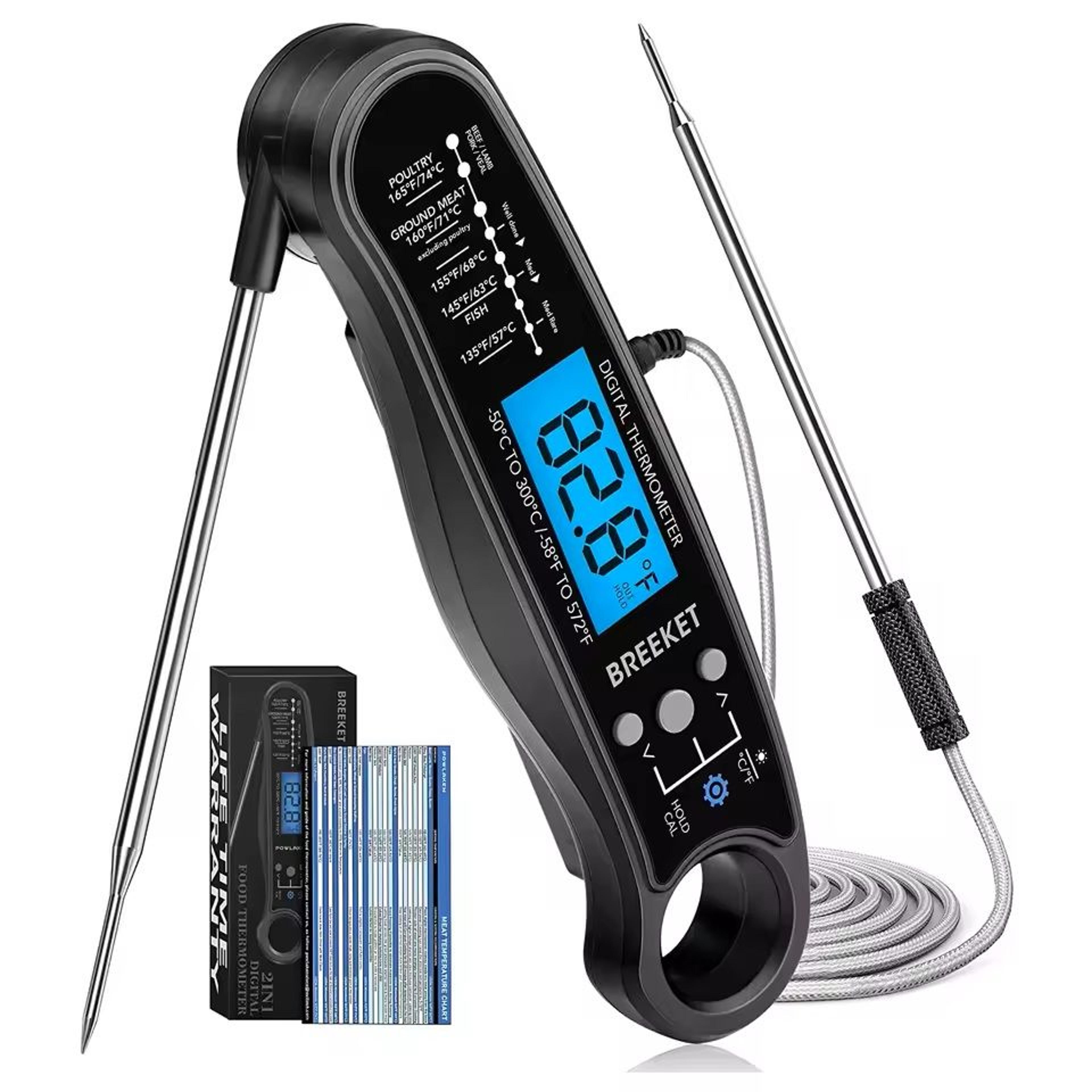 dual probe digital meat thermometer with backlight for fast and accurate bbq and kitchen cooking