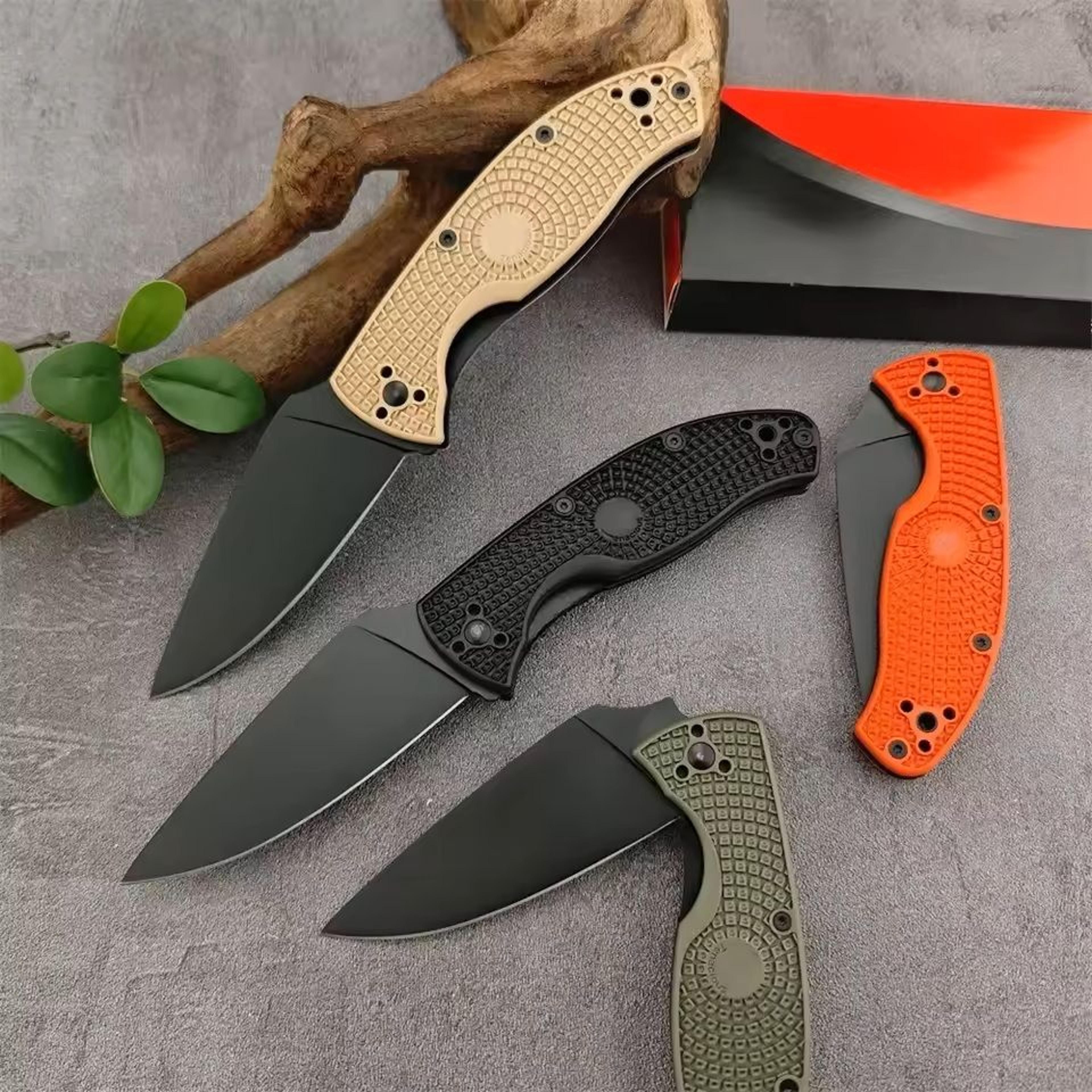 folding pocket knife with drop point blade for outdoor camping and hunting