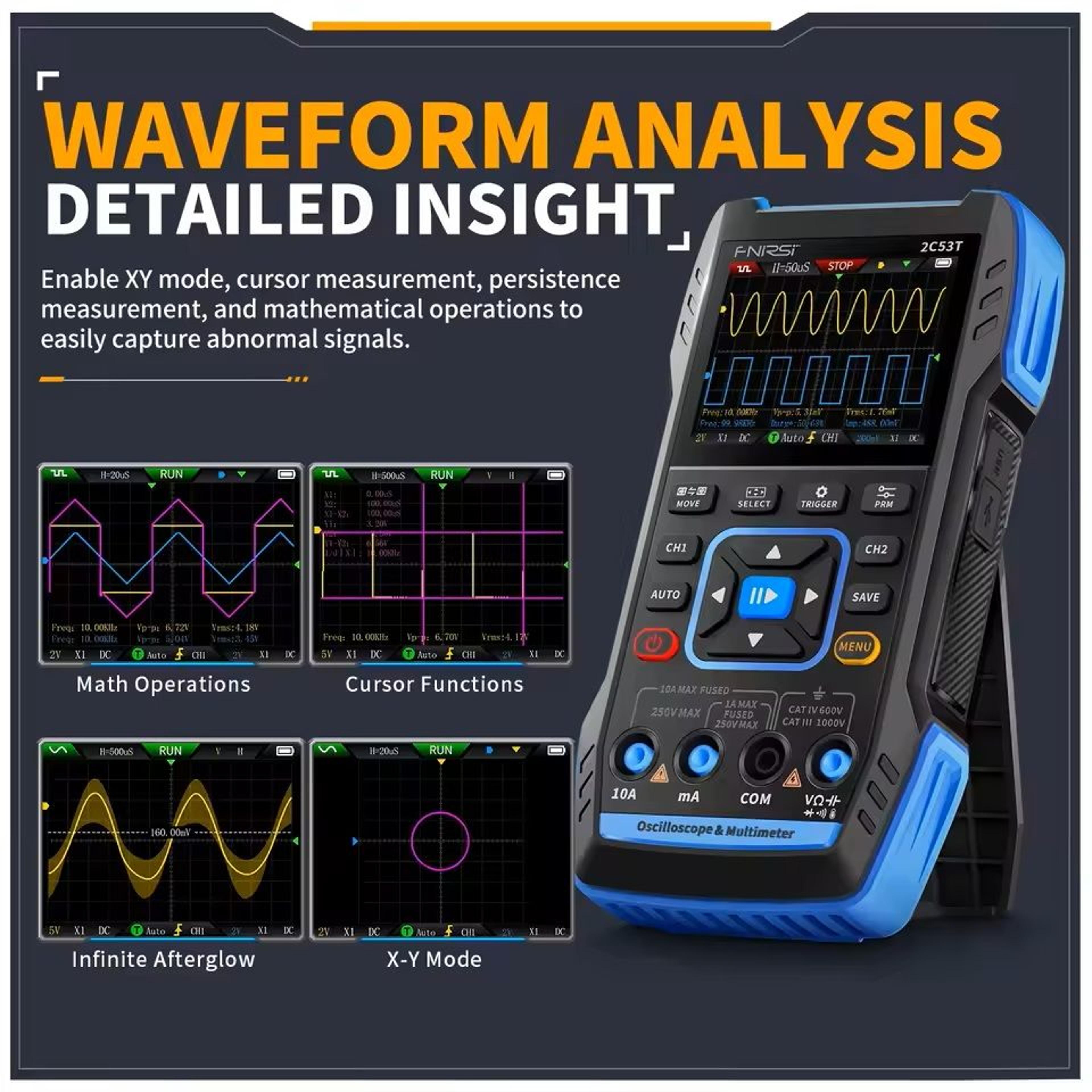handheld digital oscilloscope multimeter with signal generator 50mhz dual channel