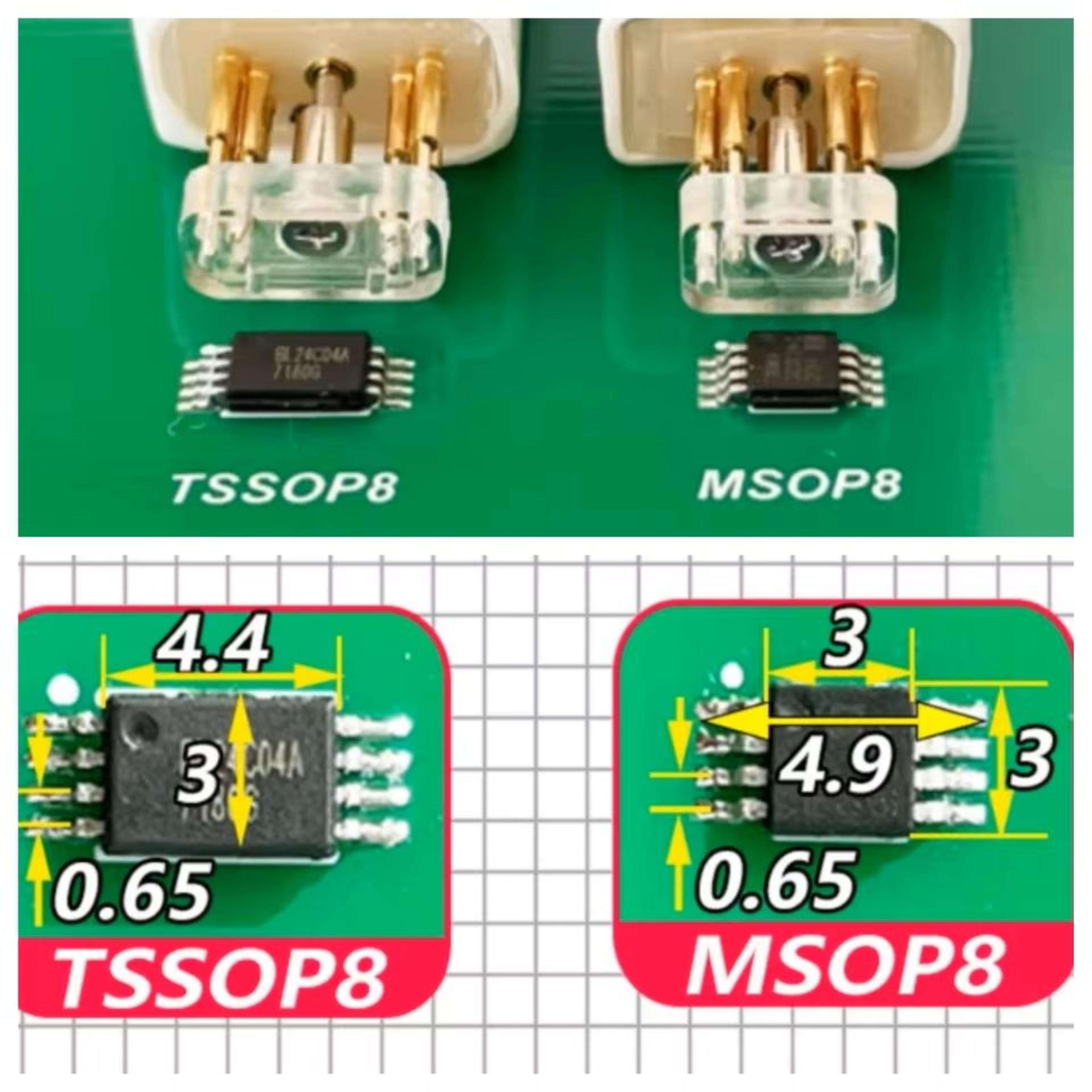 msop8 tssop8 chip test fixture and programming probe for pcb debugging