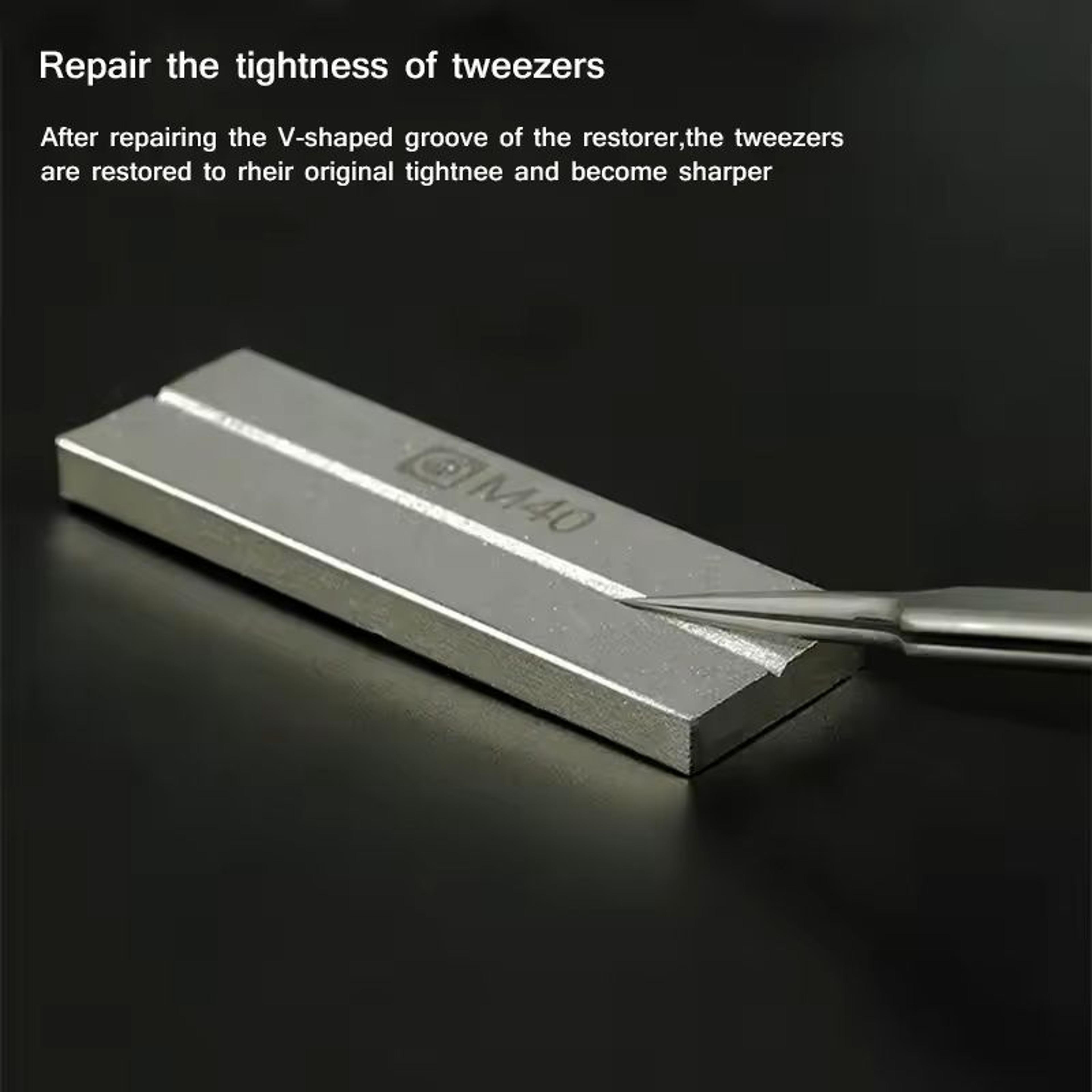 double-sided gold steel whetstone for tweezers, soldering tips & blade repair