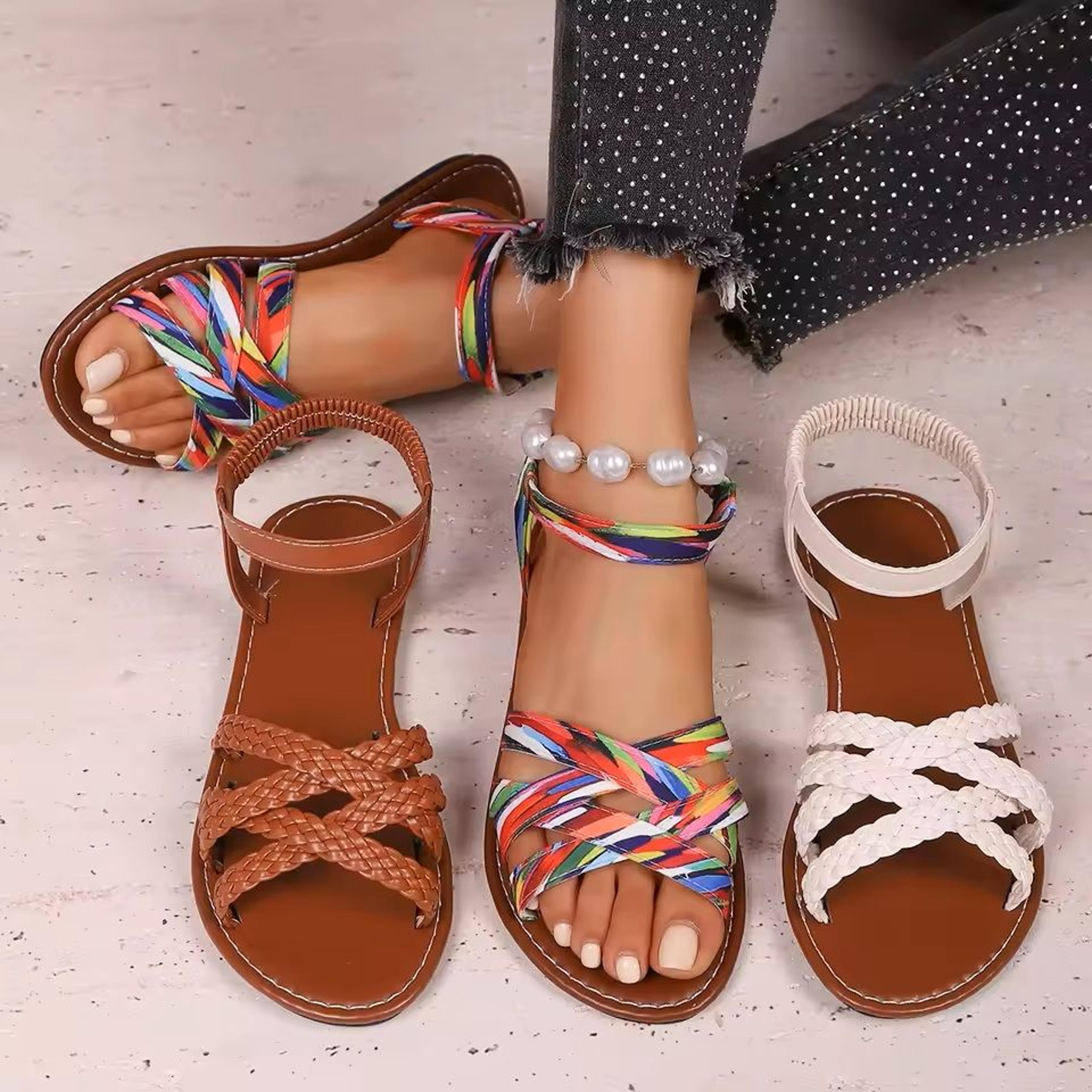 summer flat roman strap sandals for women