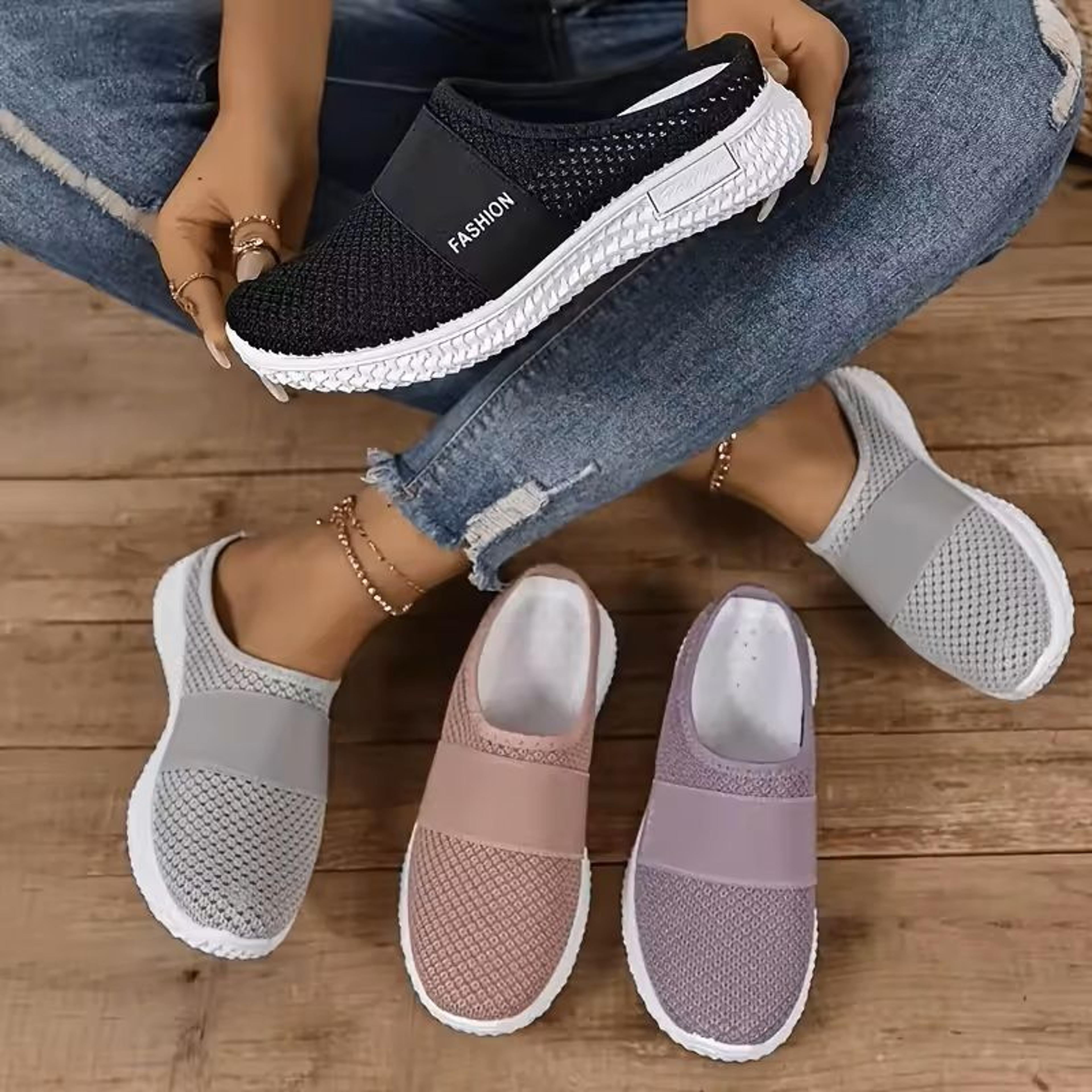 comfortable women's solid color platform mules