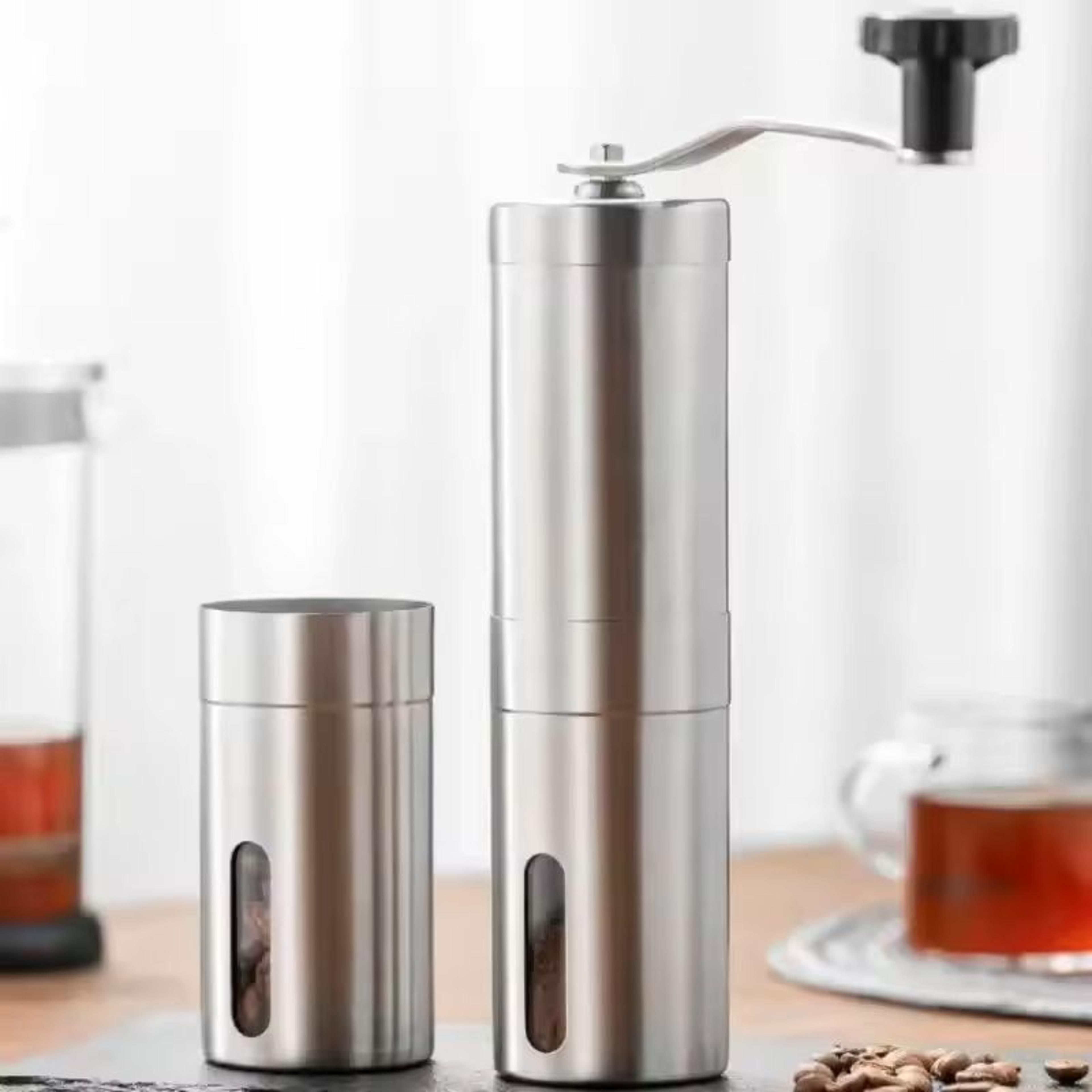 manual coffee grinder with measuring spoon option