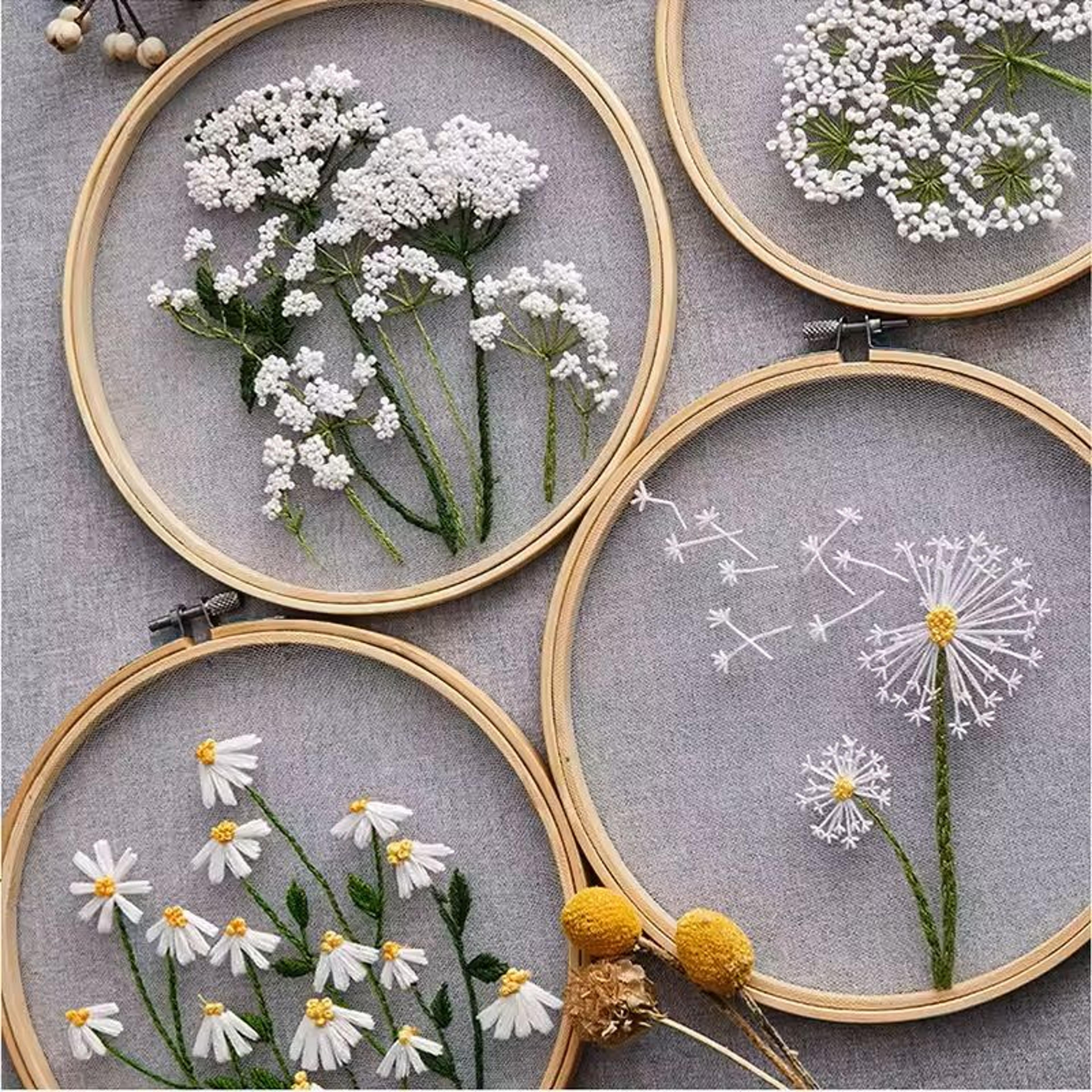 beginner floral embroidery kit with pattern