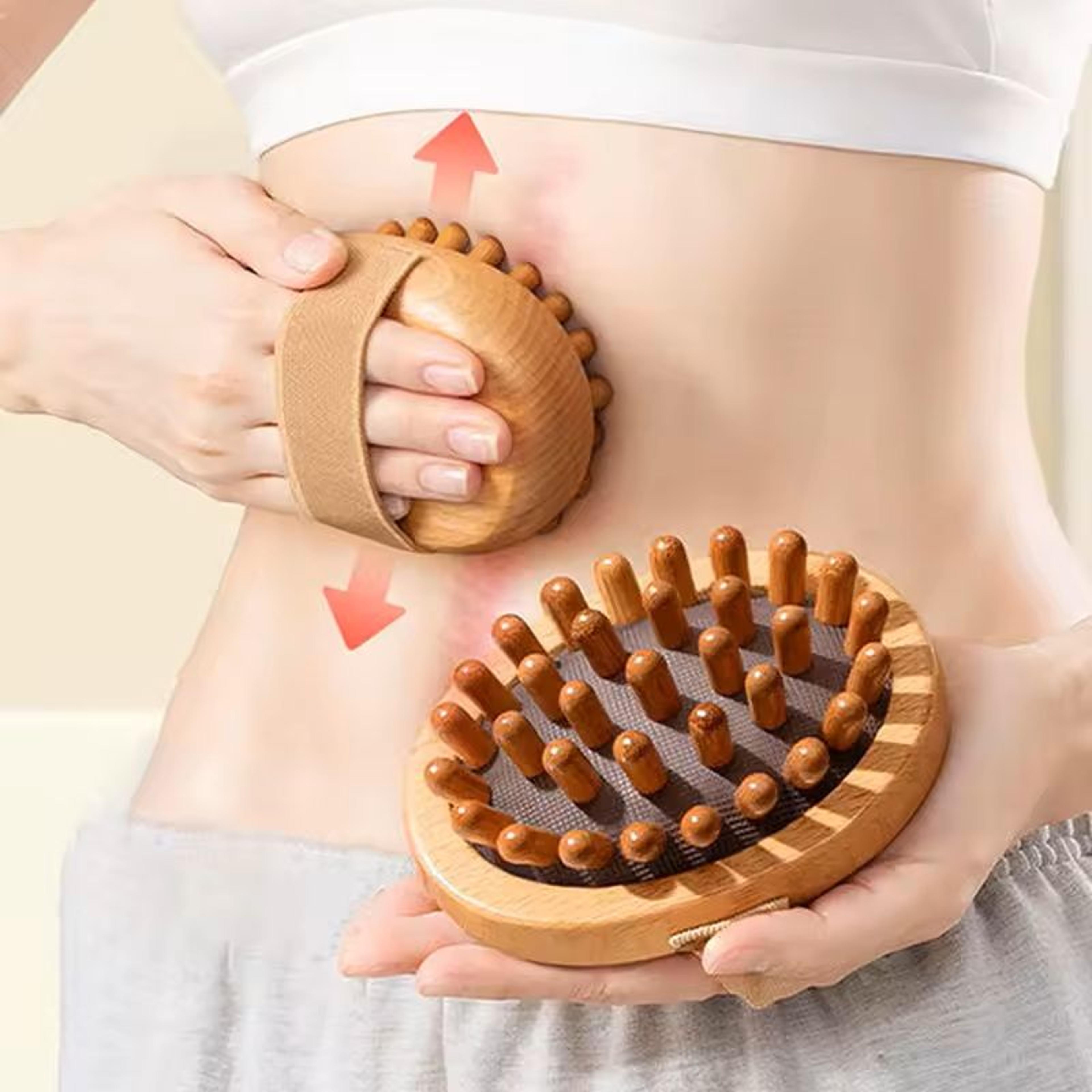 wooden body and scalp massage brush for cellulite relief