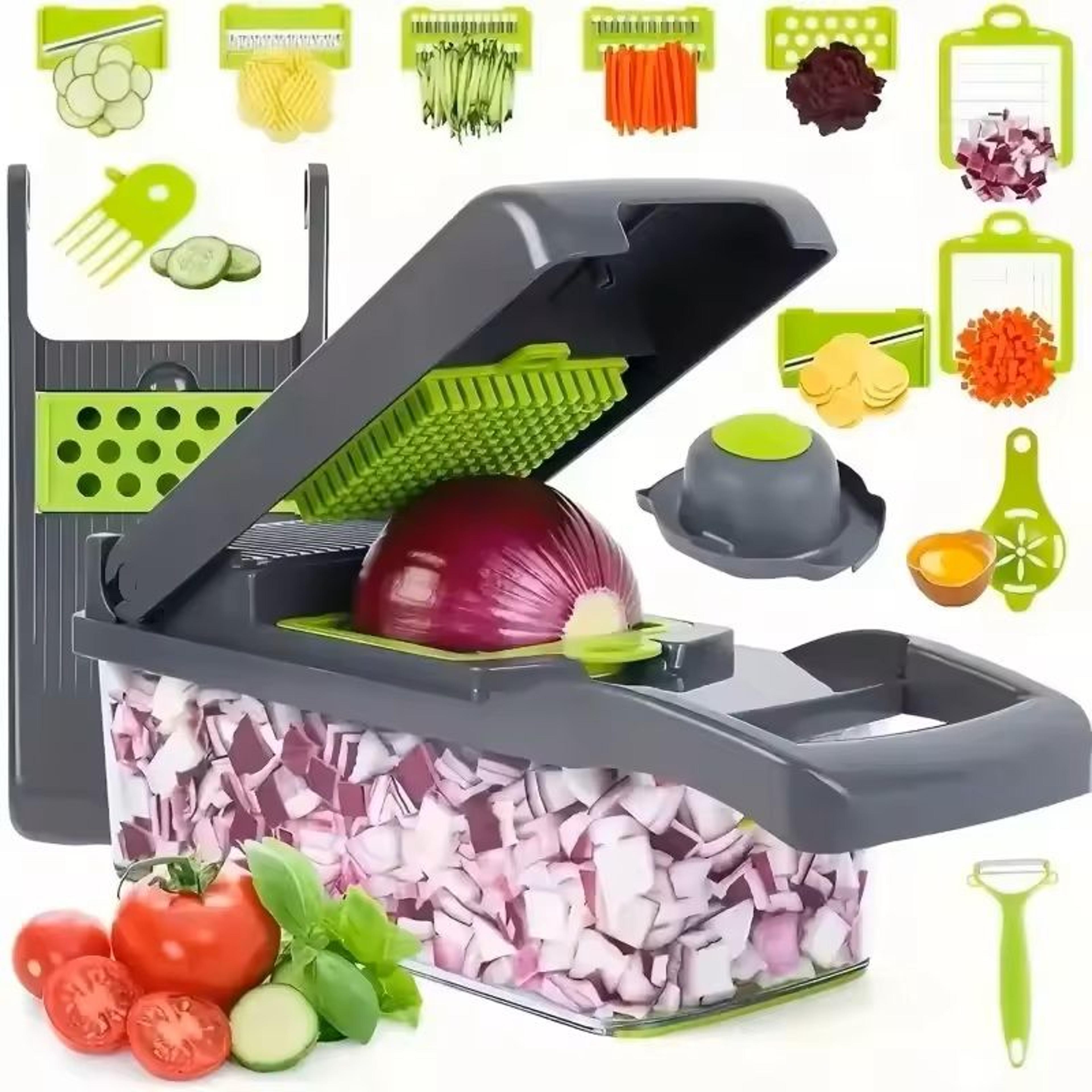 multifunction vegetable chopper with slicer and dicer attachments