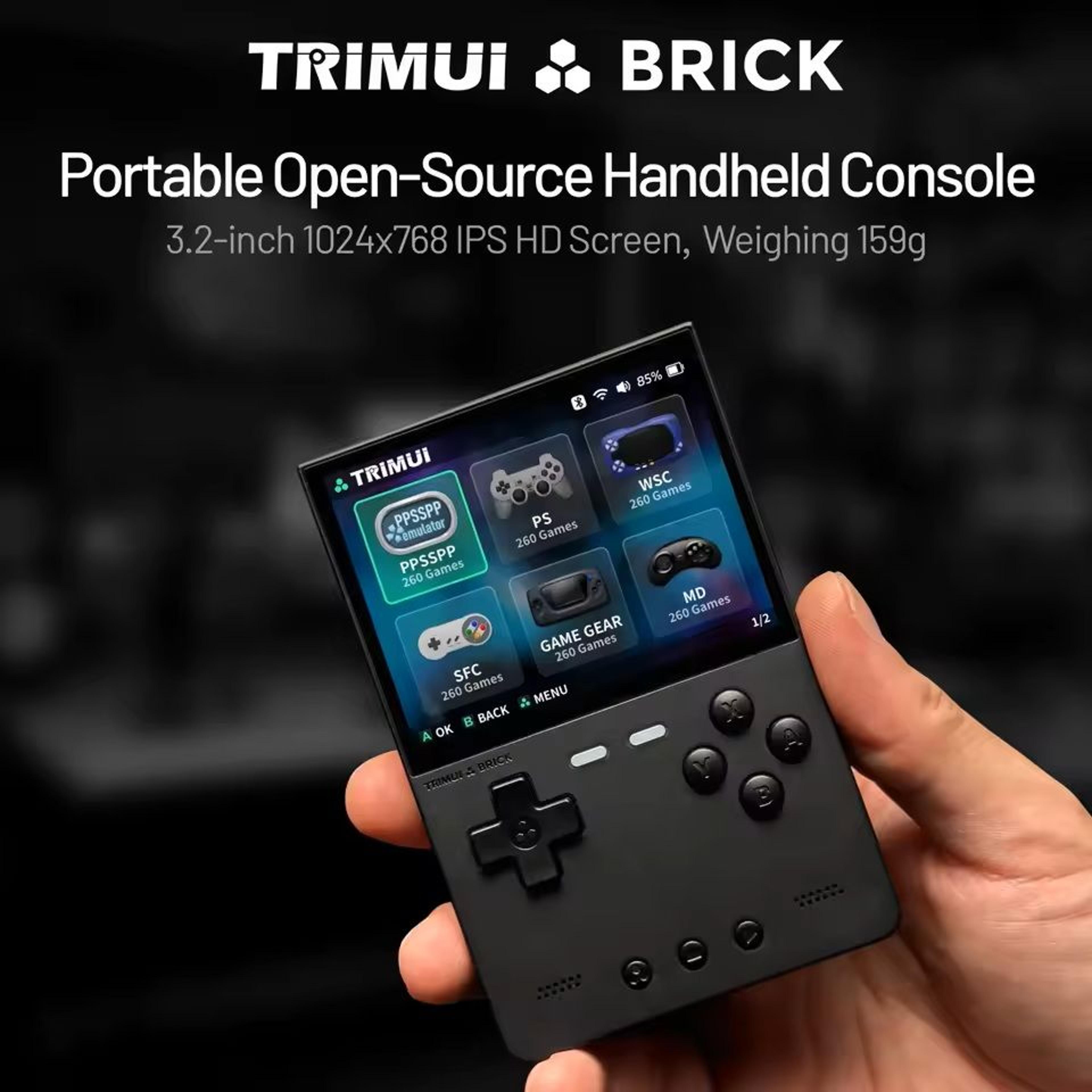 trimui brick retro handheld gaming console – led keys, 3.2'' ips screen, linux system