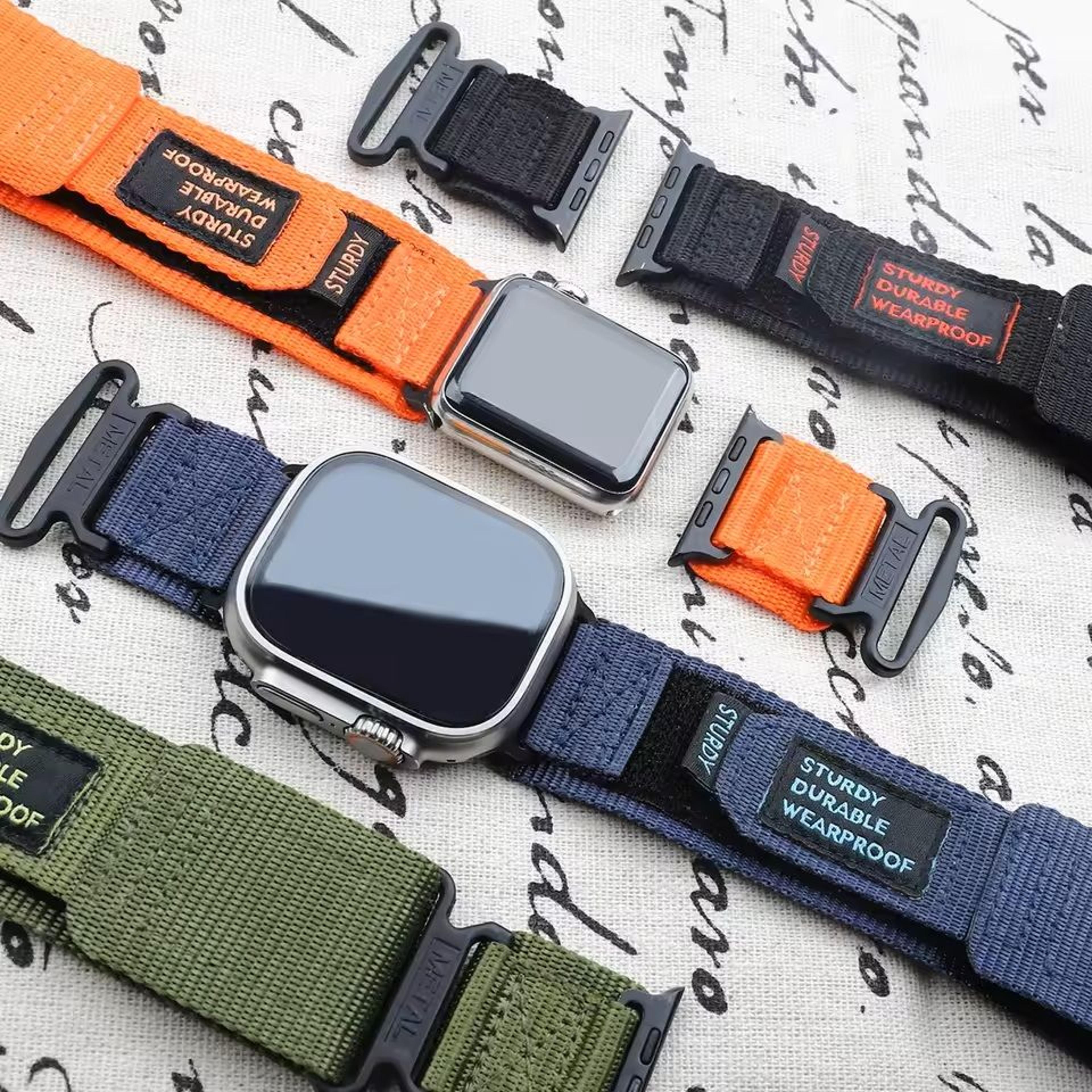 tactical nylon band for apple watch series 9 8 7 6 se ultra 49mm to 40mm