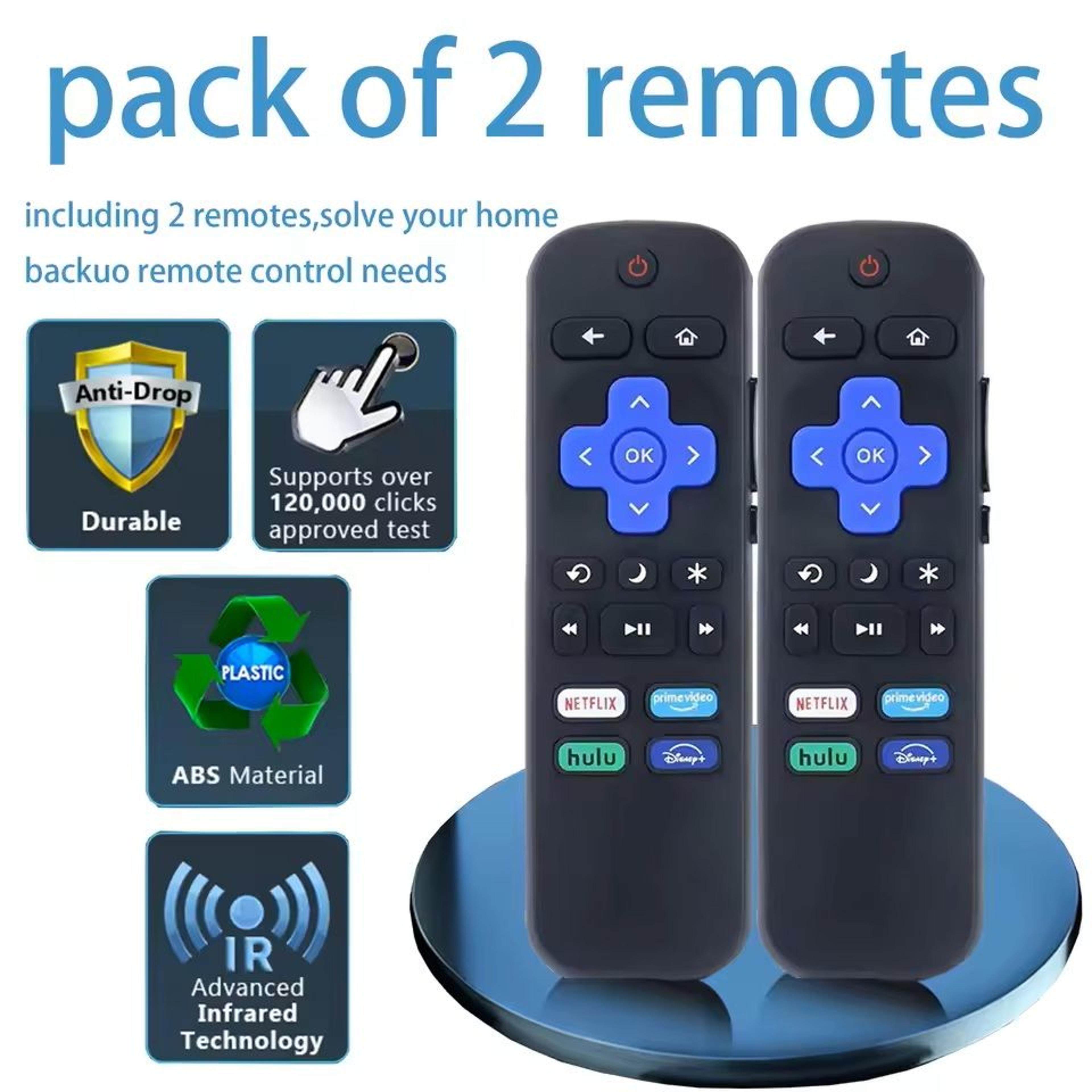 2 pack universal remote replacement for roku-compatible smart tvs