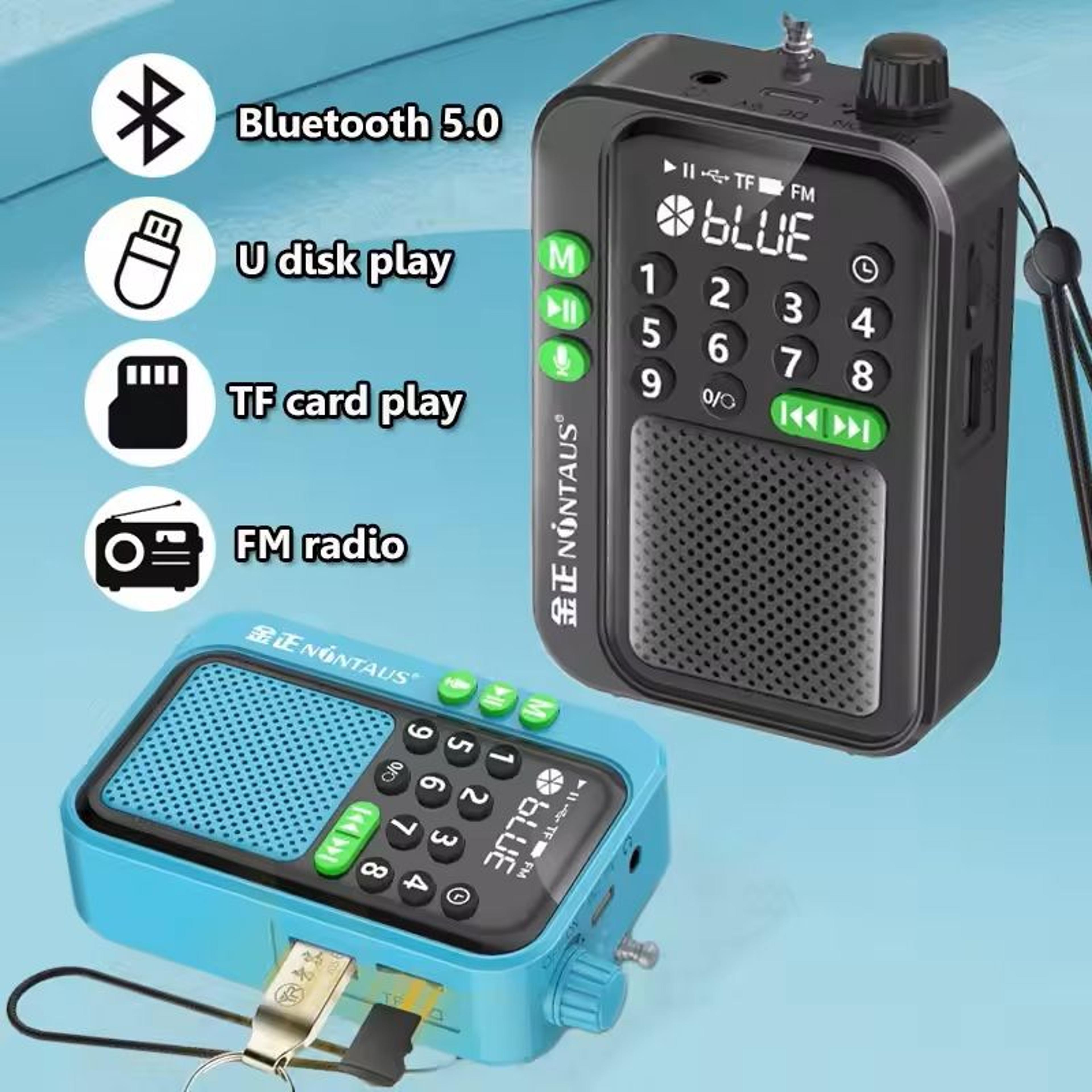 mini portable fm radio with bluetooth speaker and mp3 music playback