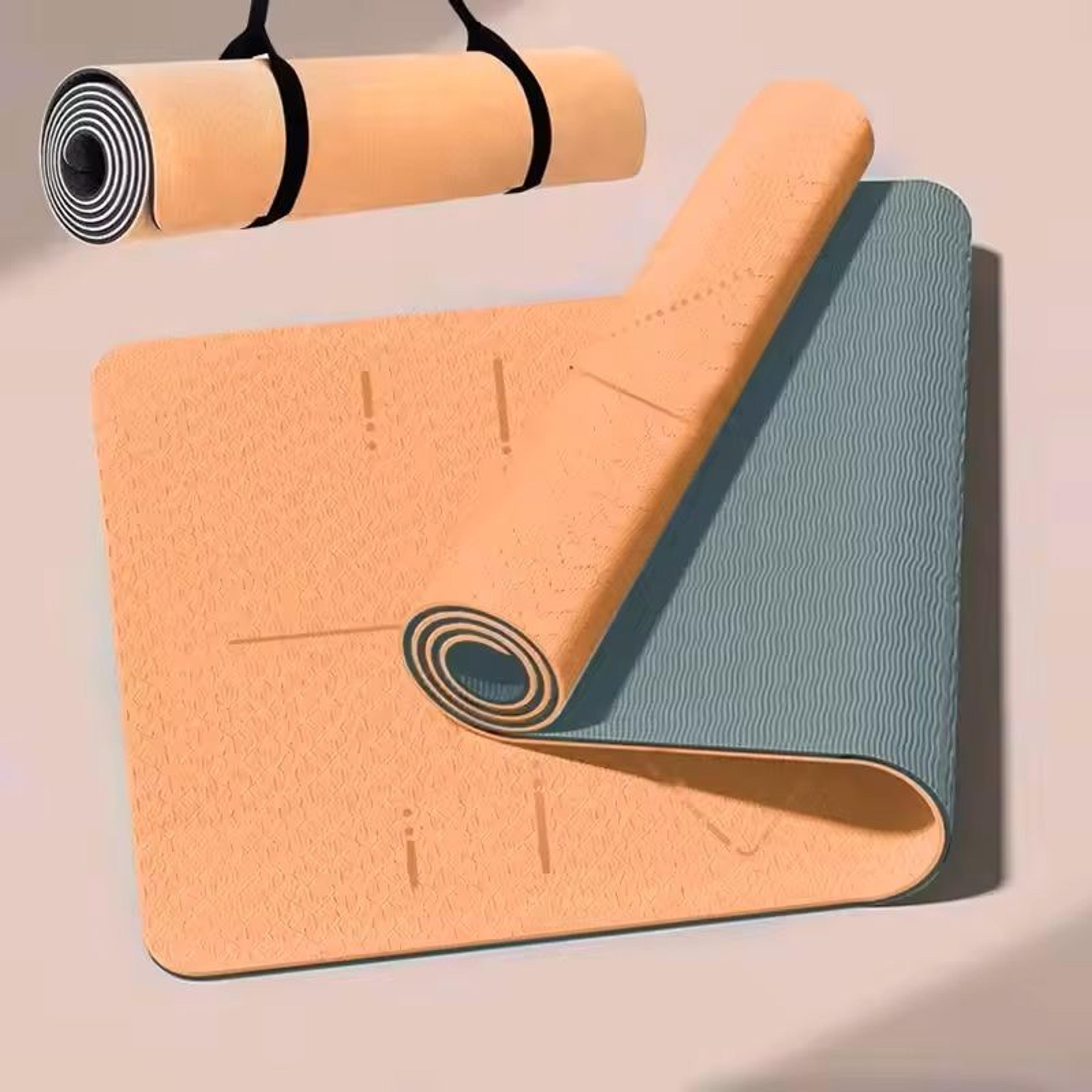 eco friendly non slip yoga mat with carrying strap for home fitness and pilates