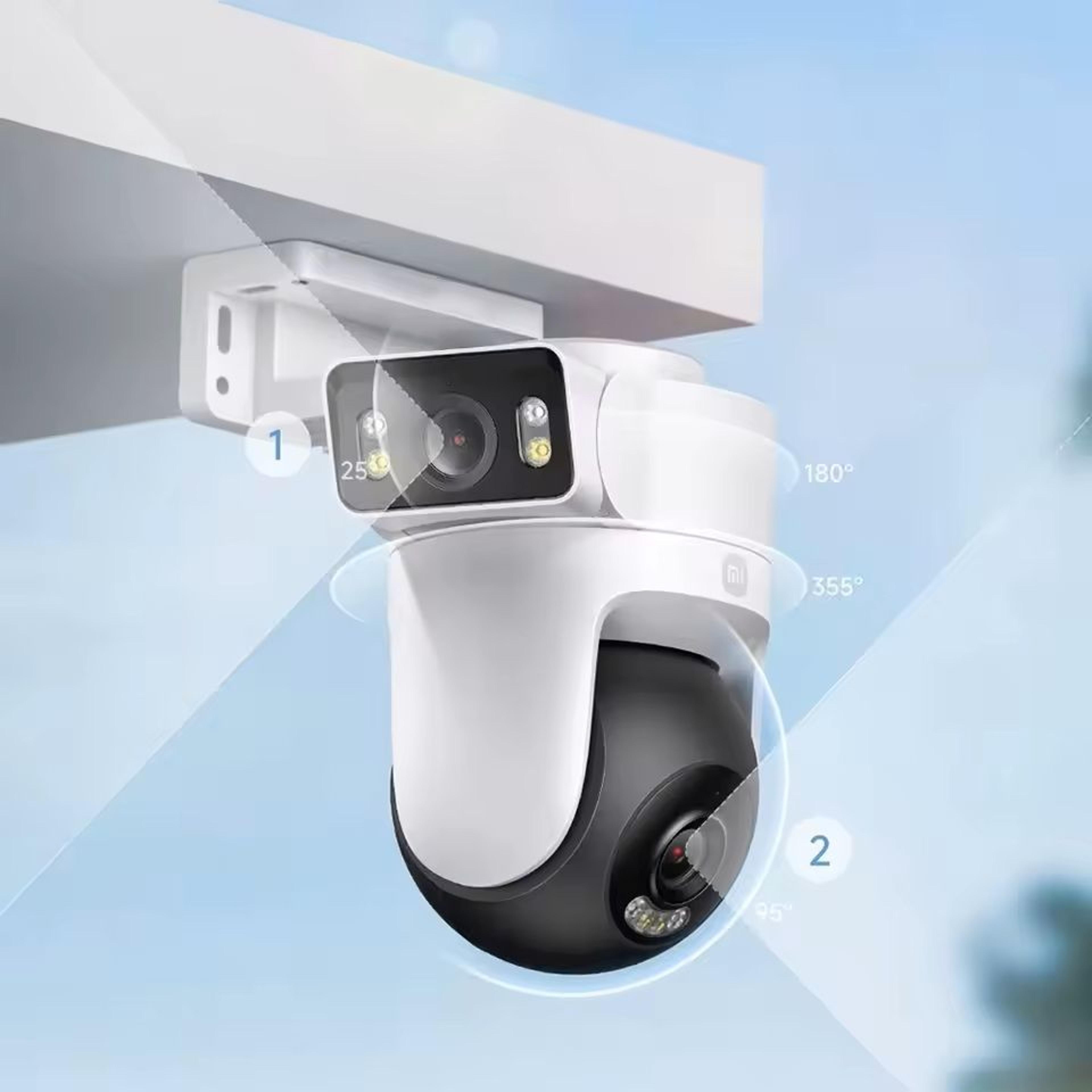 dual lens outdoor smart security camera with ai motion detection and full-color night vision
