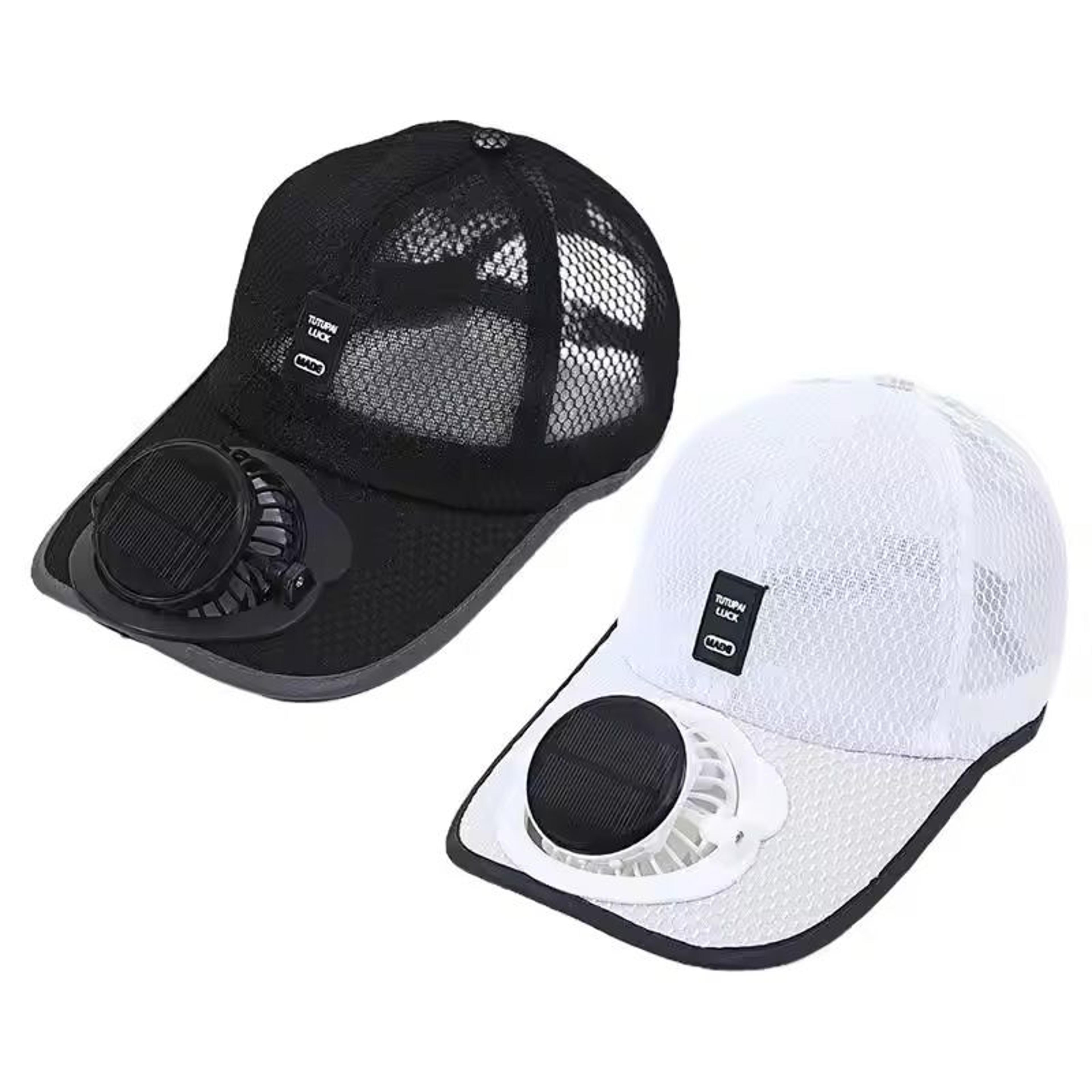 solar powered cooling hat with fan and sun protection