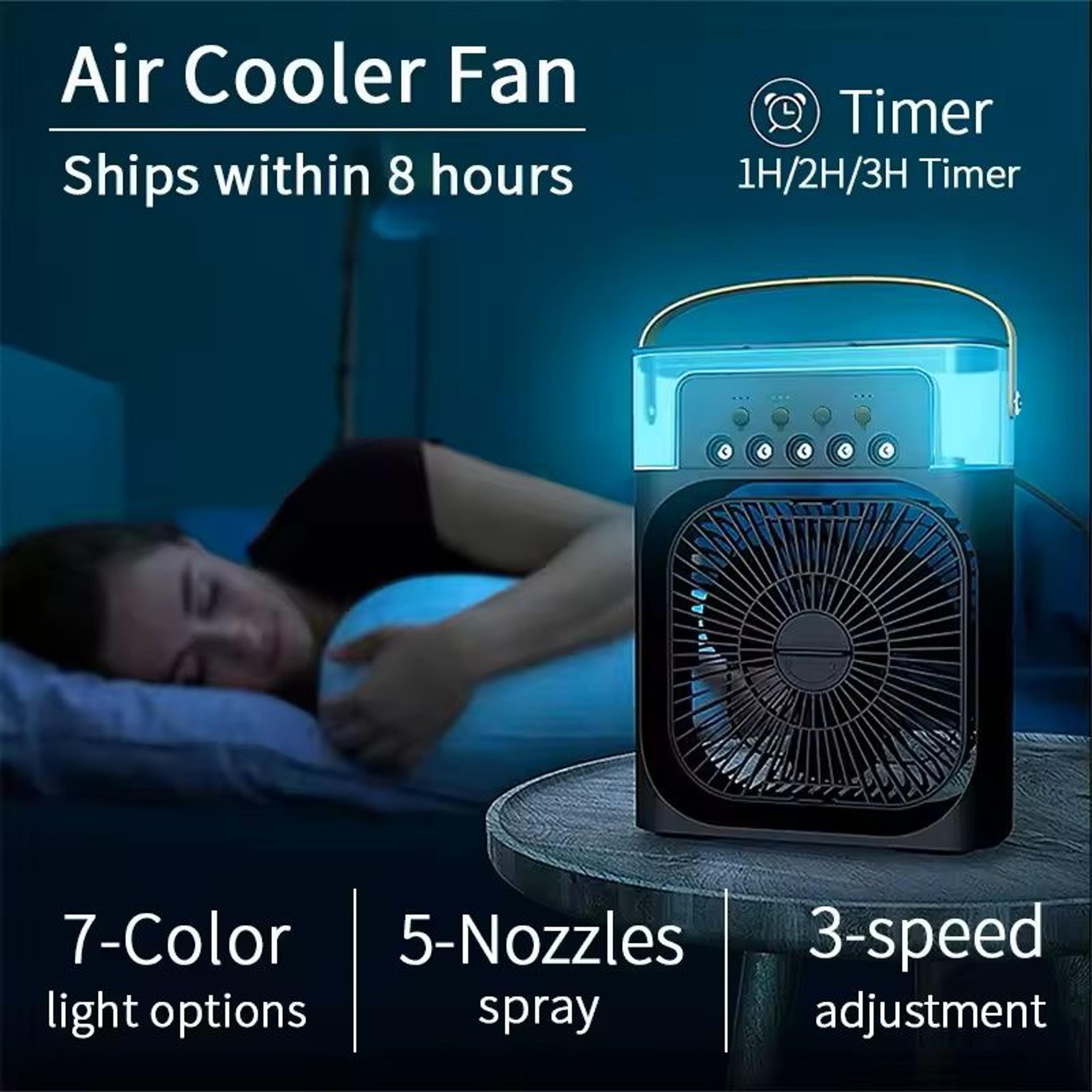 3-in-1 portable air conditioner fan with led night light & humidifier