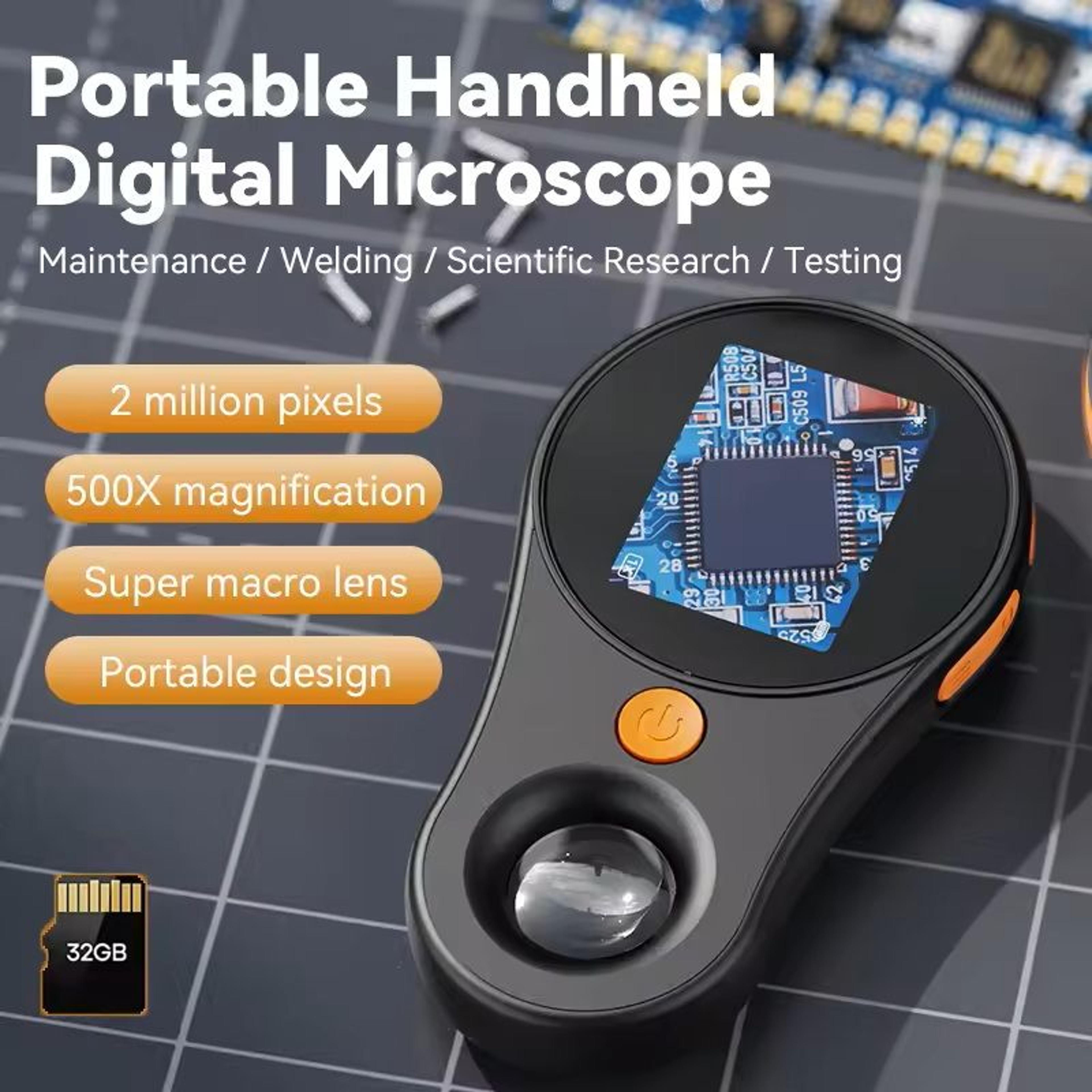 2.0 inch 500x digital microscope with 1080p video and led illumination