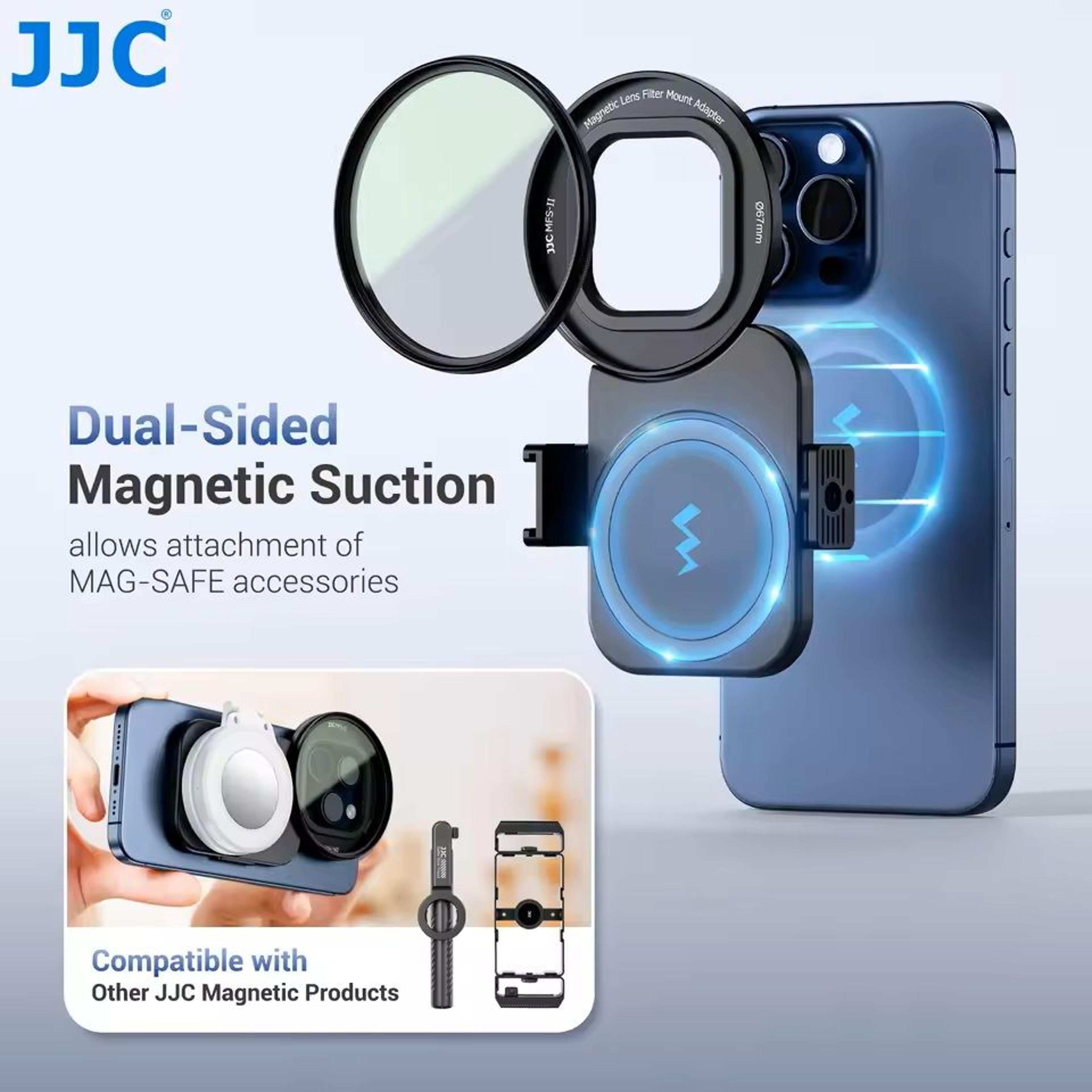 magnetic phone lens filter adapter mount with cold shoe for iphone 14 and 15 series