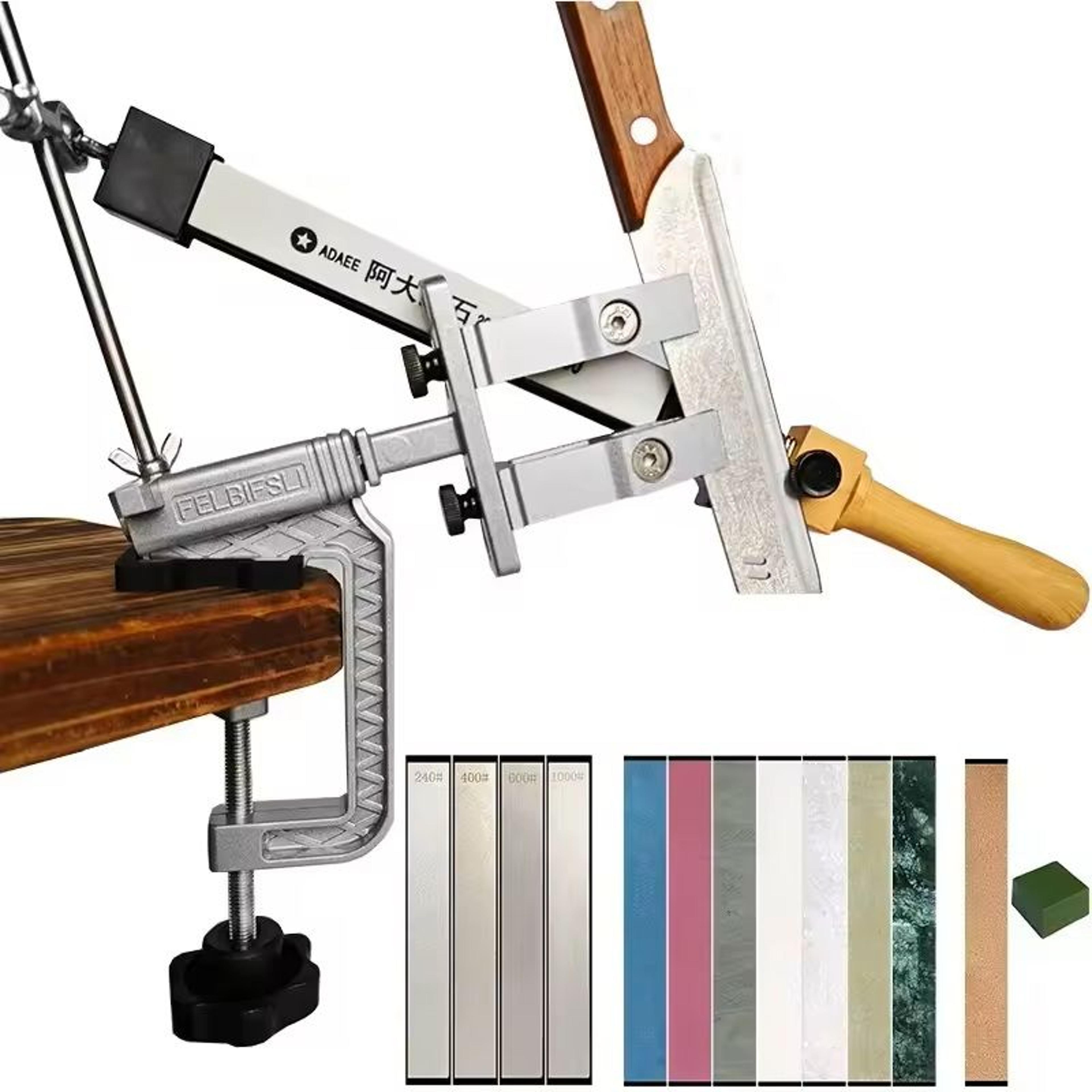 professional fixed knife sharpener system with diamond whetstones