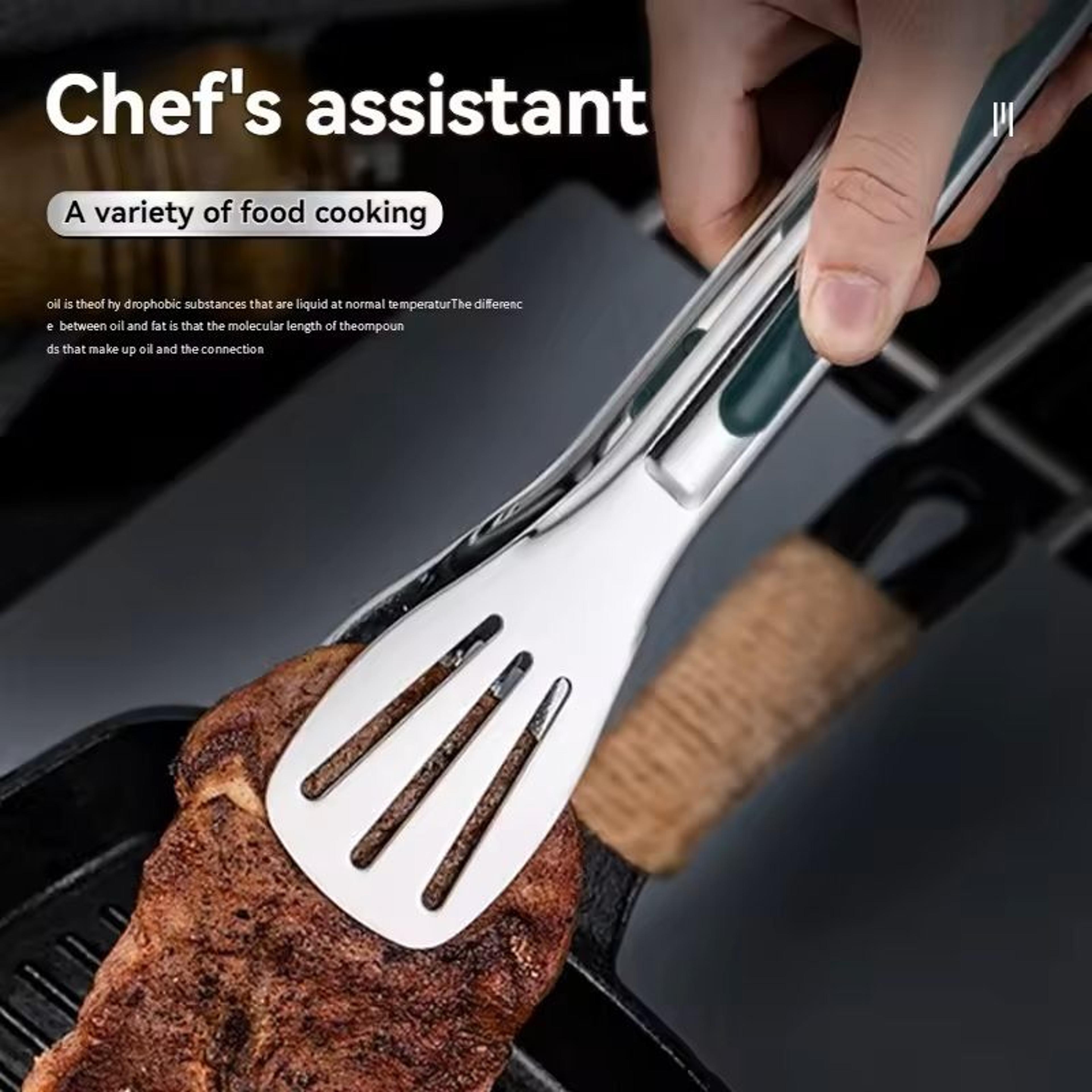 non-slip stainless steel food tongs for cooking and grilling
