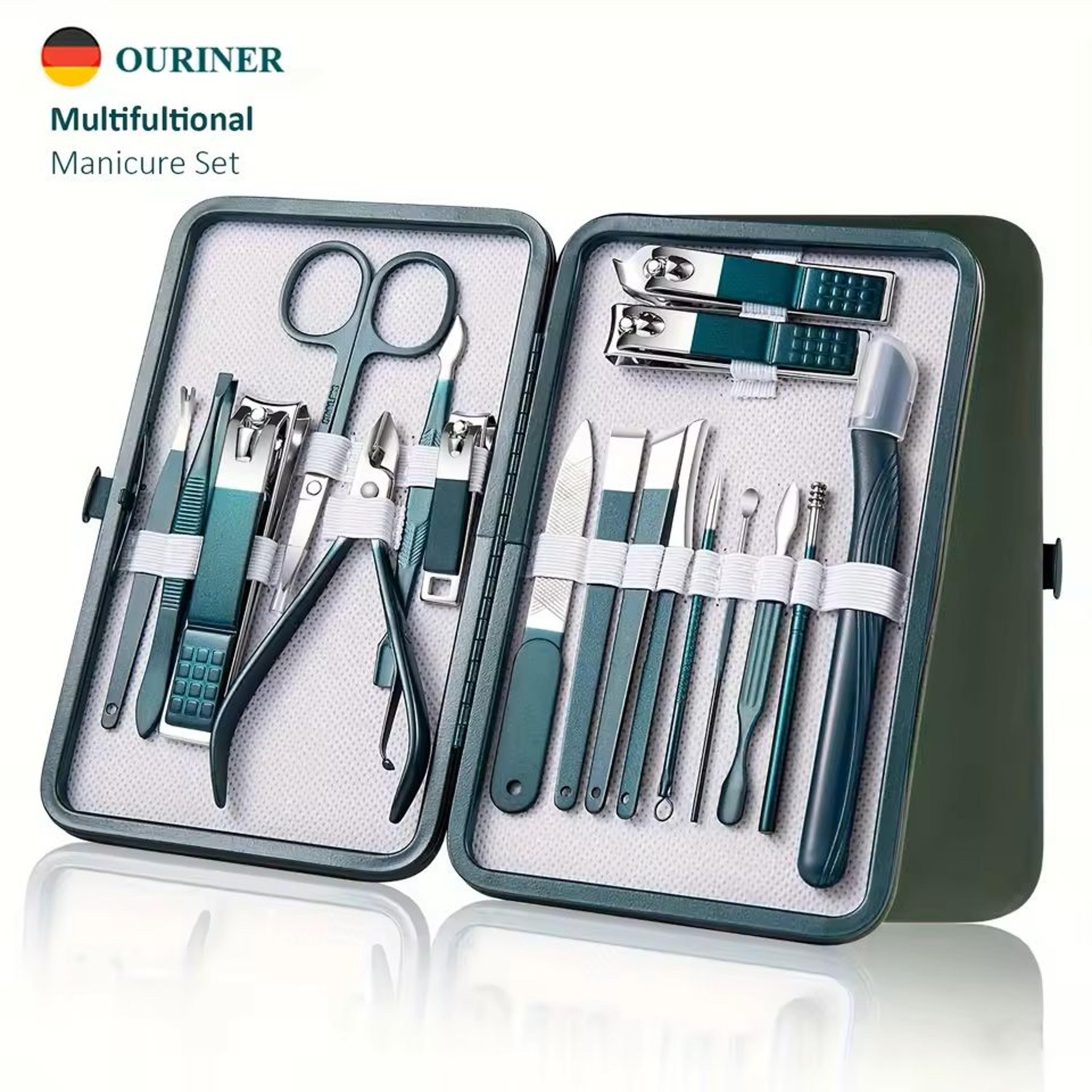 stainless steel manicure and pedicure kit with travel case