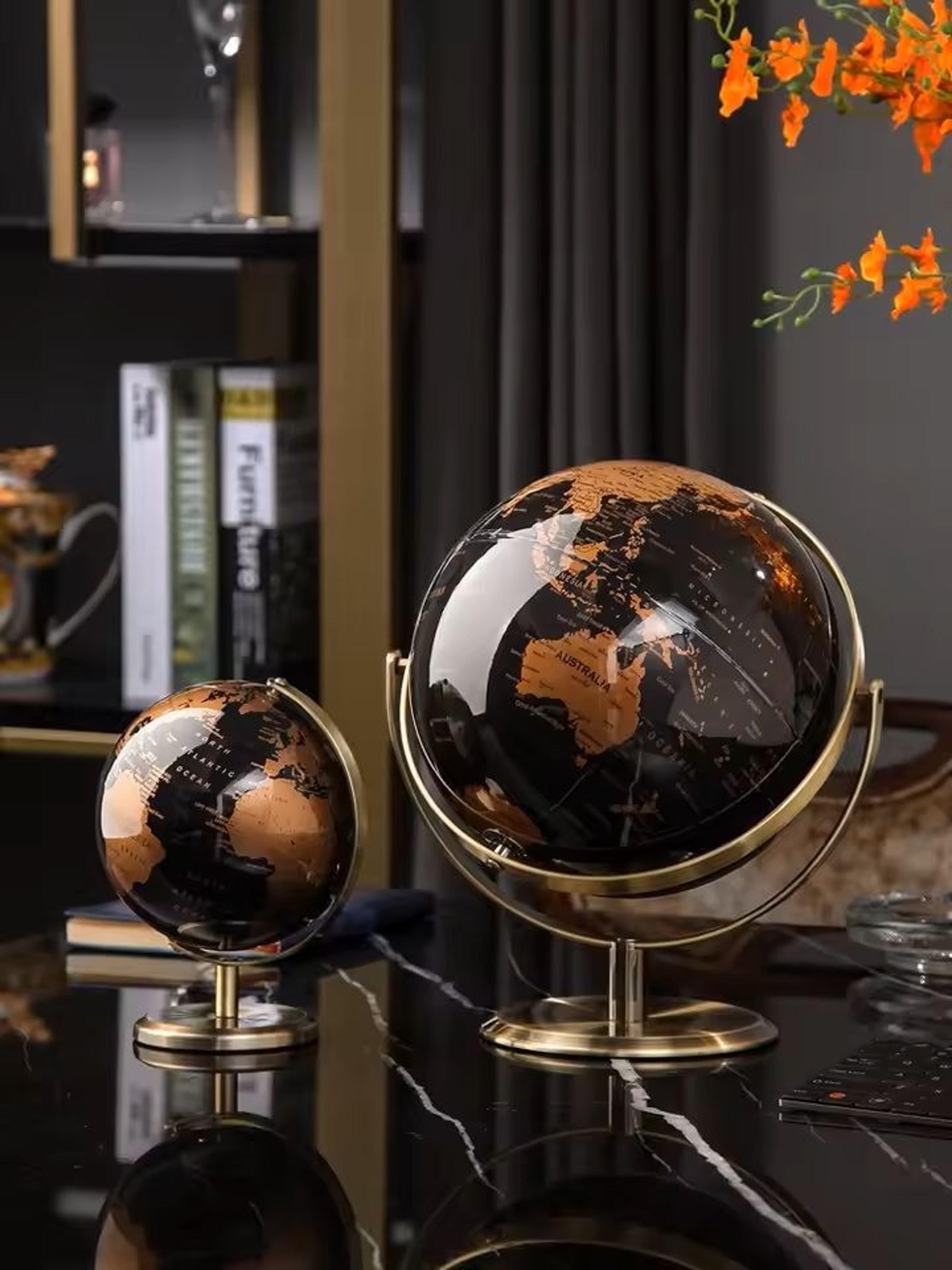 creative metal rotating globe for desk and classroom decor