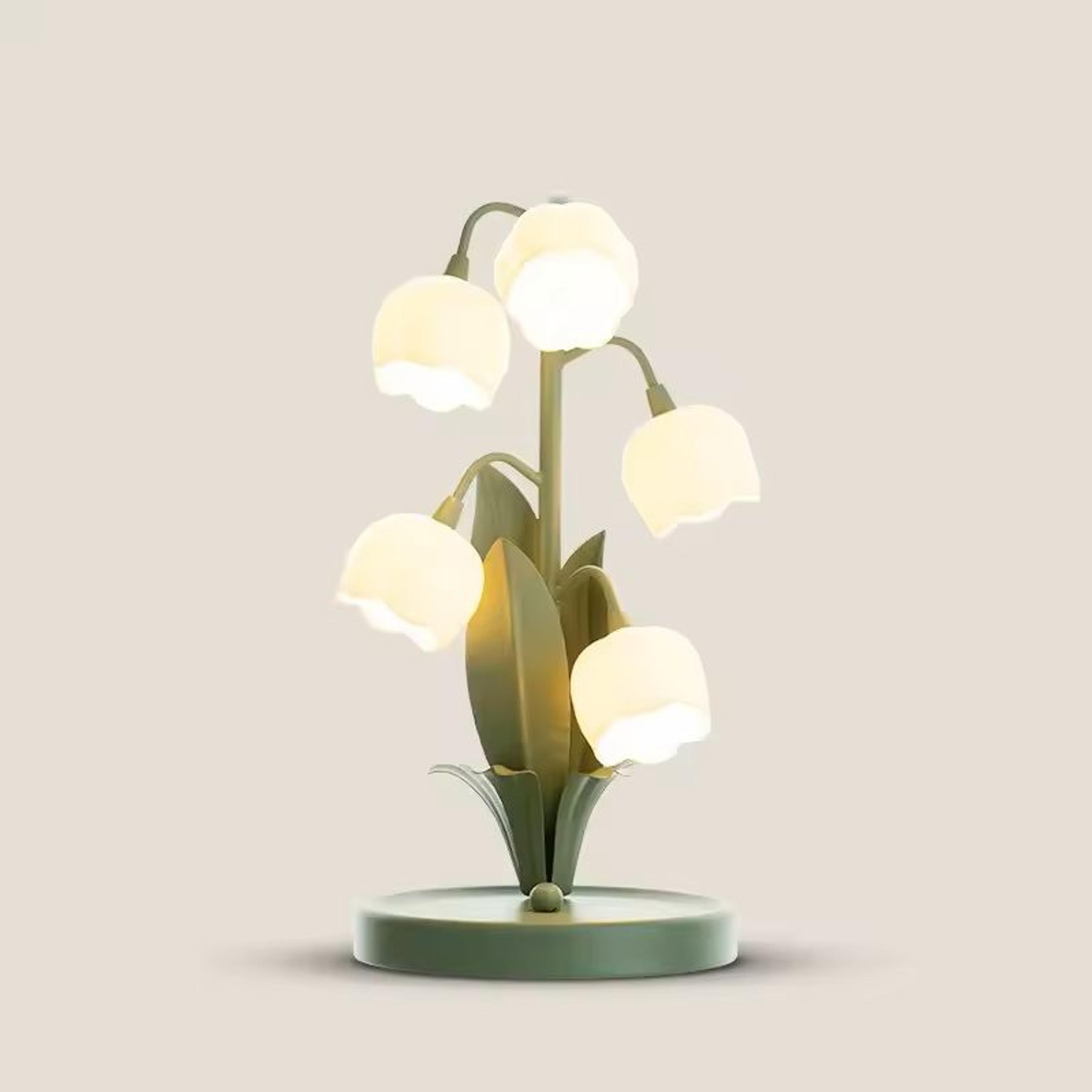 led flower table lamp with 3-color landscape lighting