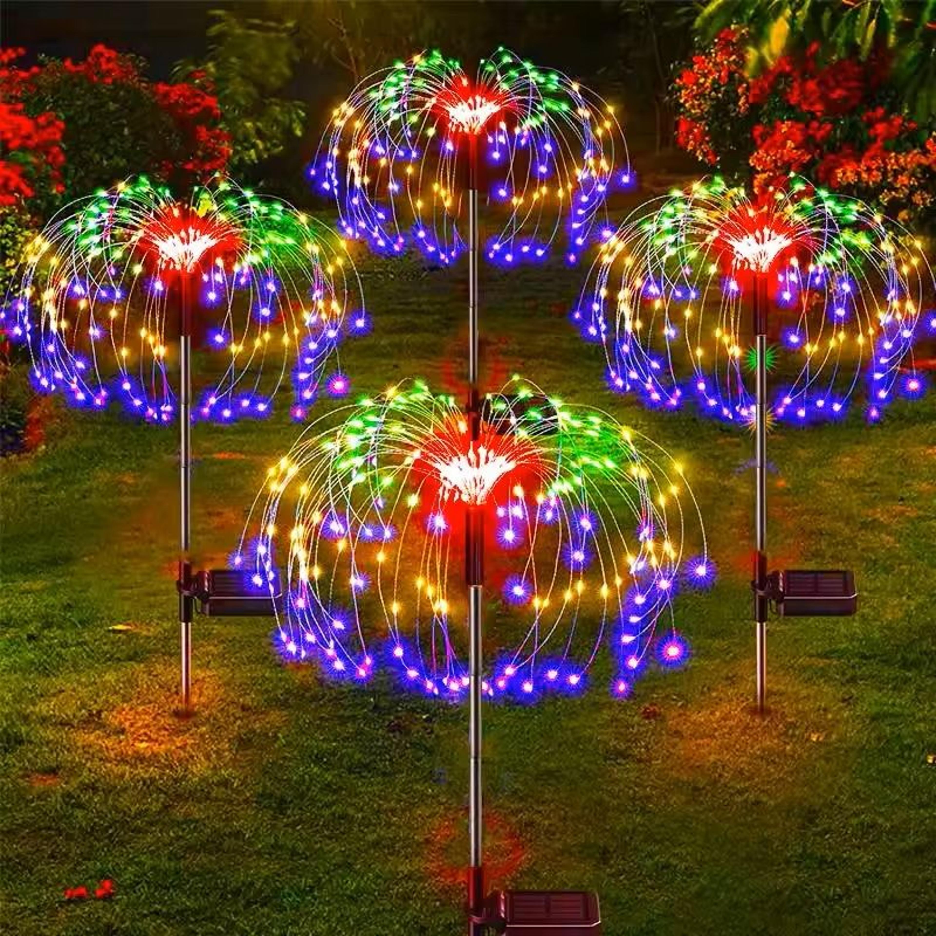 led solar firework lights waterproof garden decor