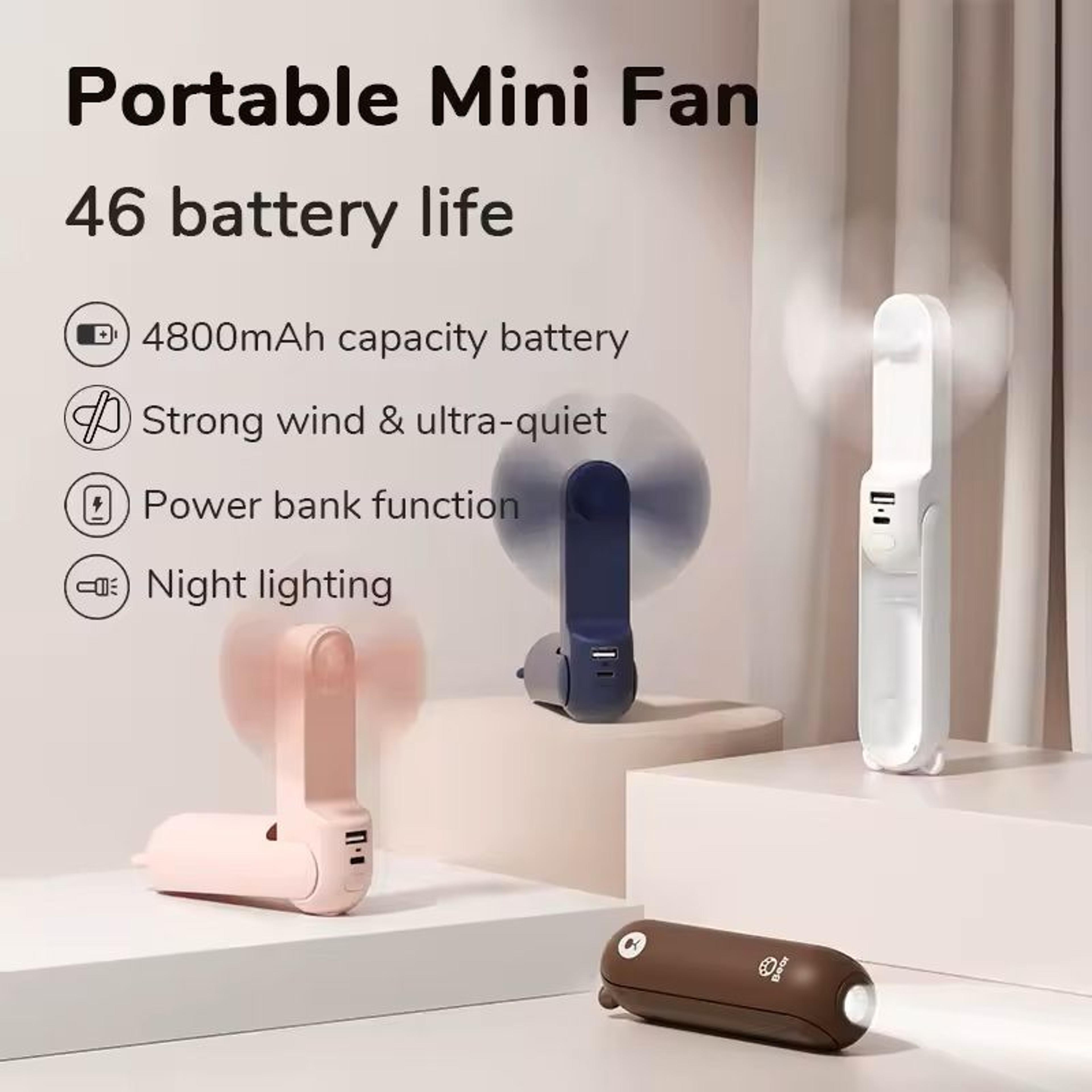 3 in 1 portable handheld fan with power bank and flashlight