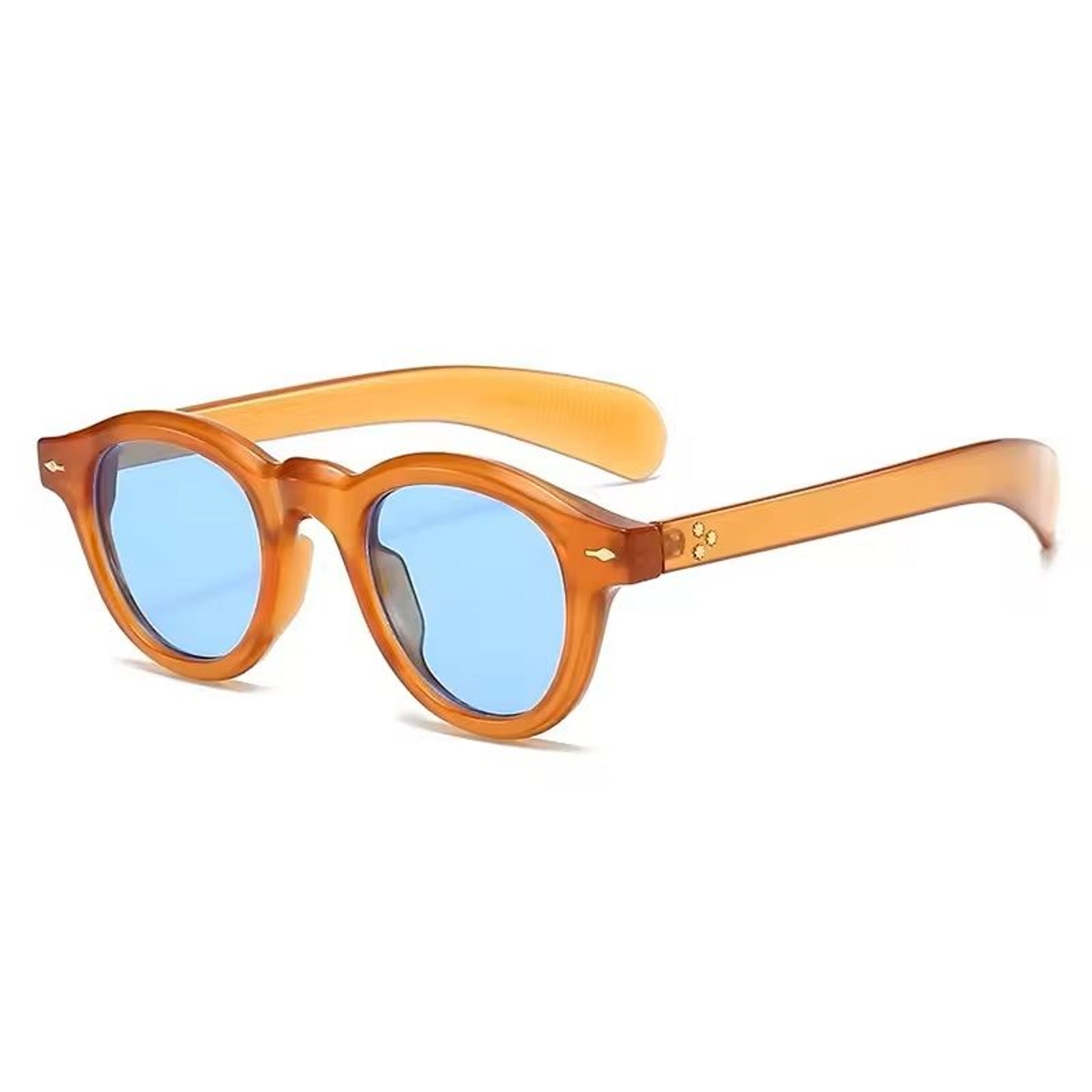 small round retro sunglasses uv400 clear lens punk style