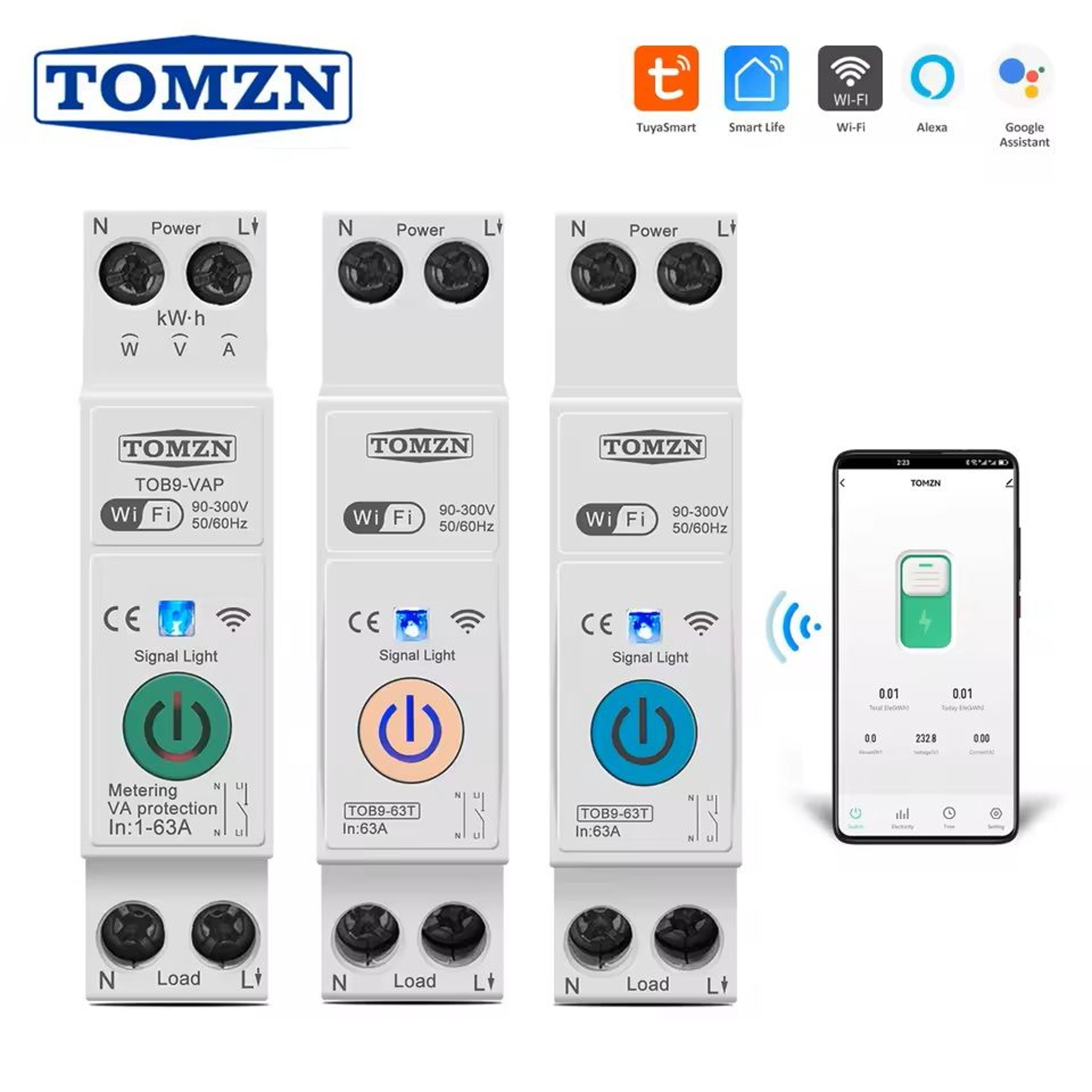 wifi smart switch energy meter with kwh monitoring and timer relay