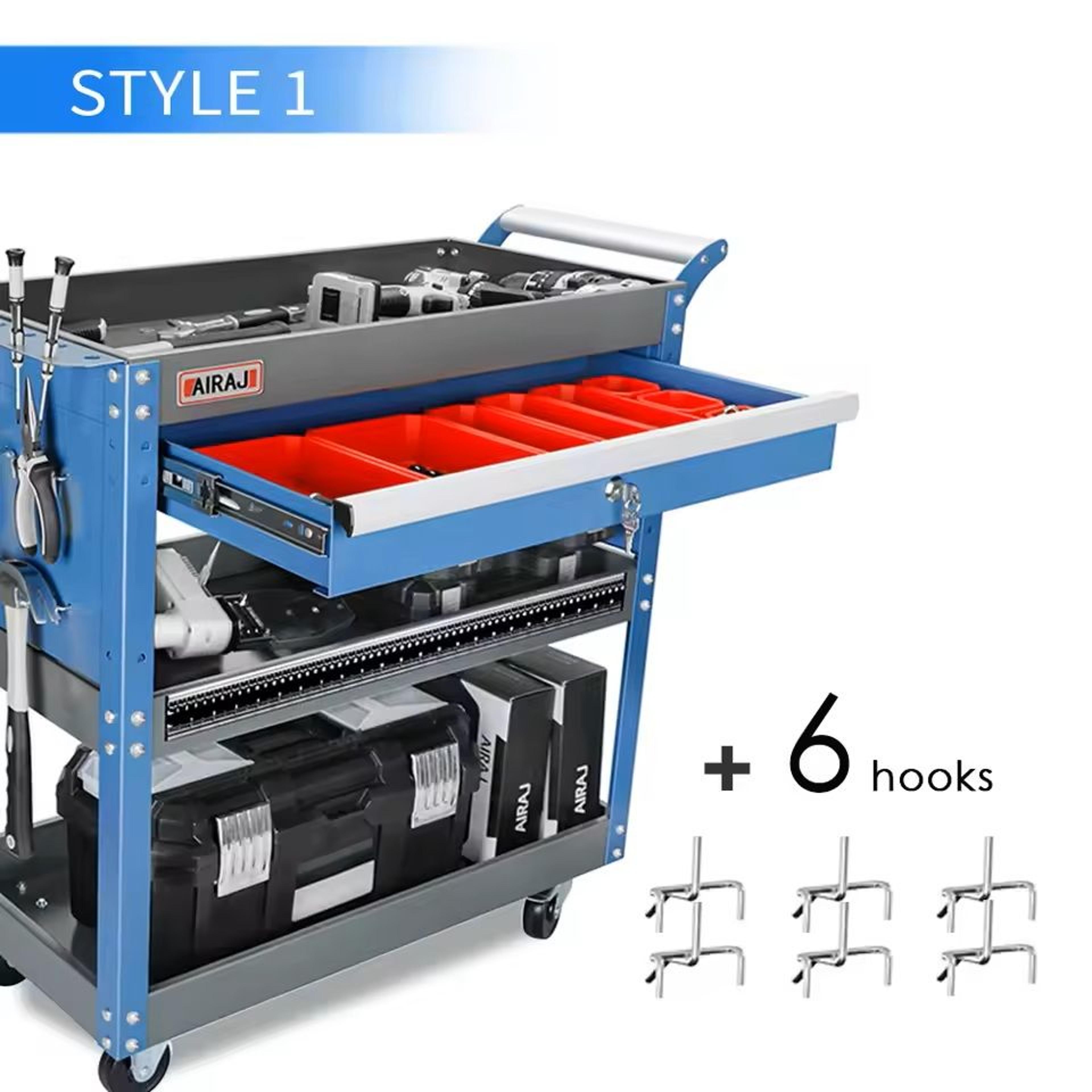 3-tier rolling tool cart with wheels 440 lbs capacity garage storage