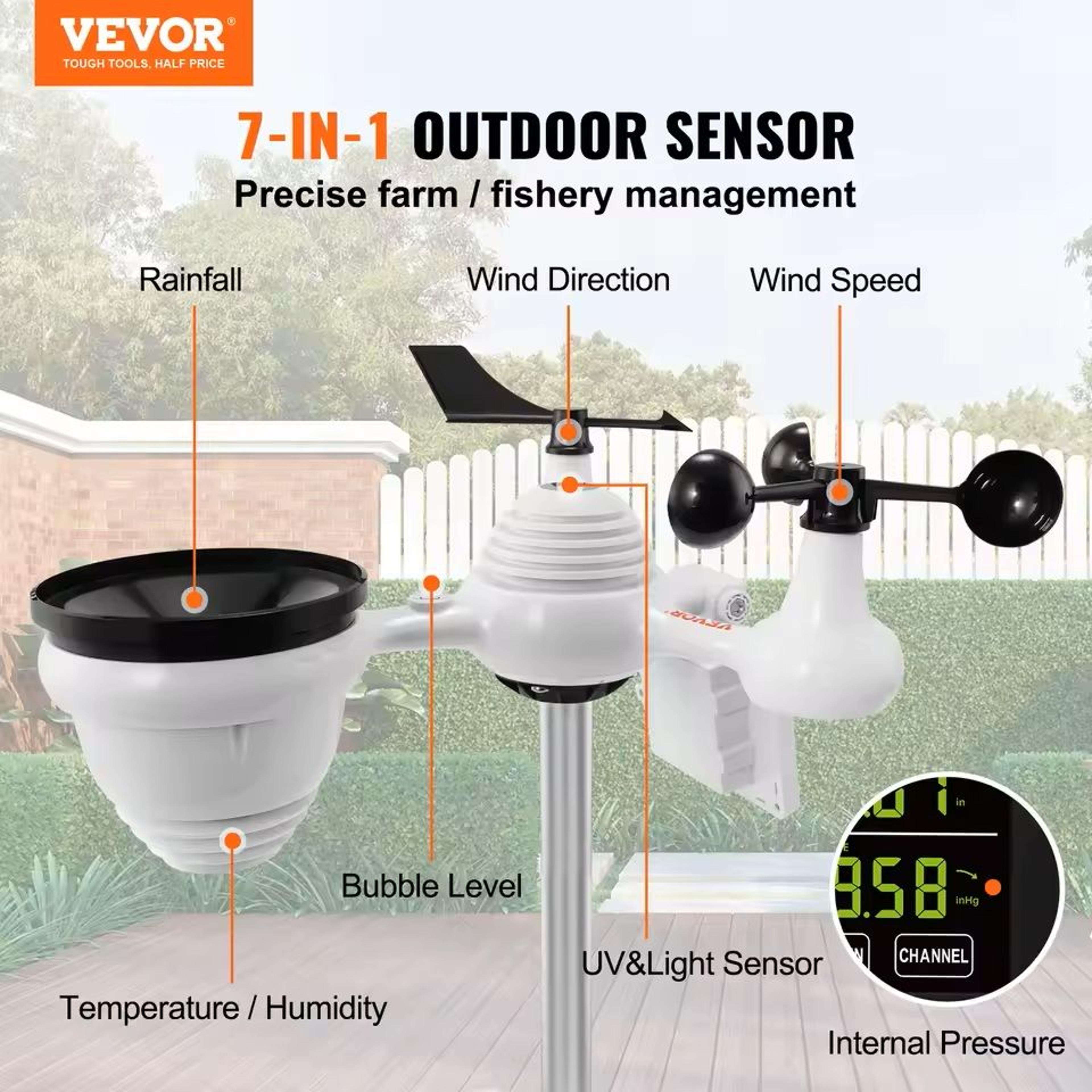 7-in-1 wifi weather station with color display and wireless outdoor sensor