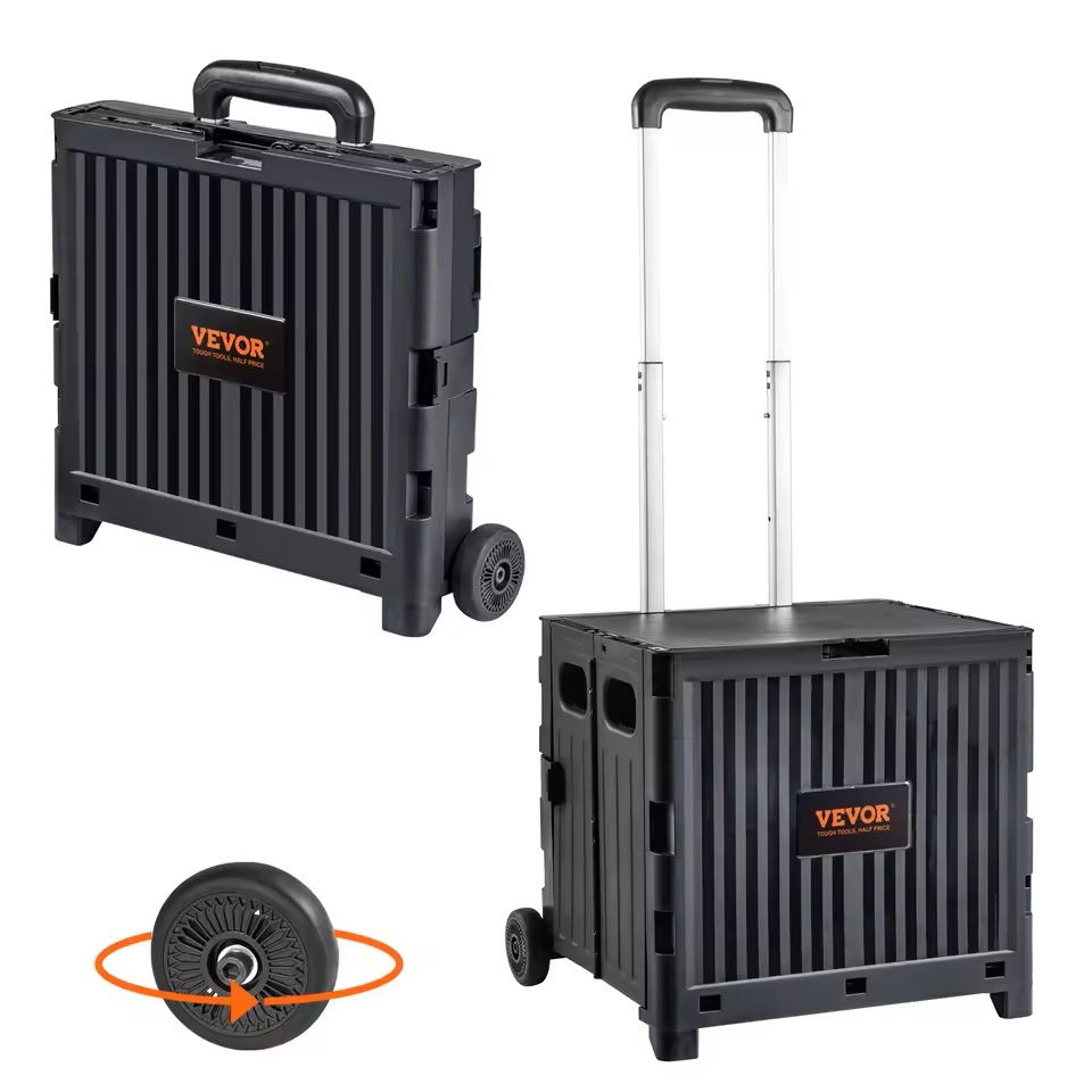 foldable utility shopping cart with wheels and telescopic handle