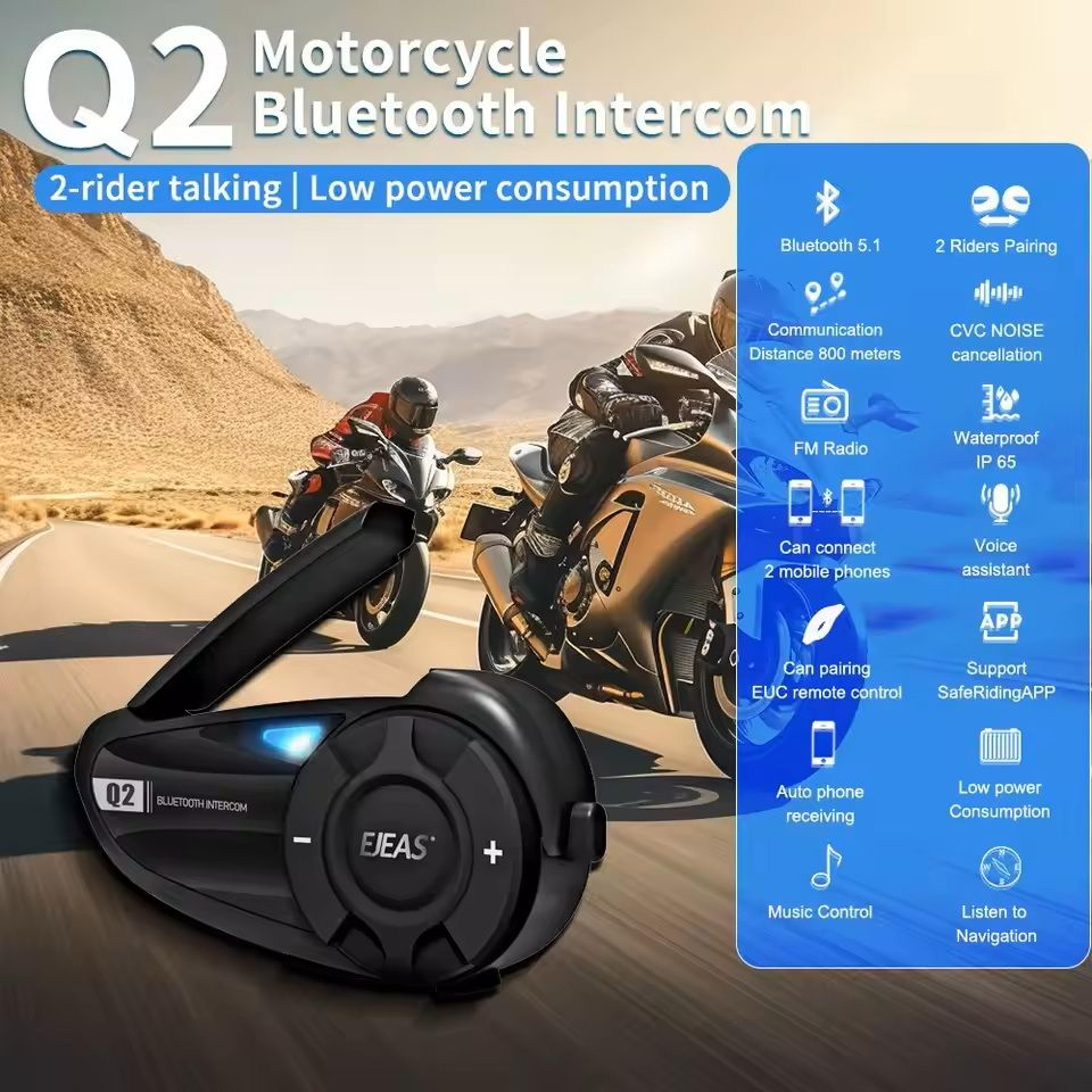 bluetooth motorcycle helmet intercom headset q2