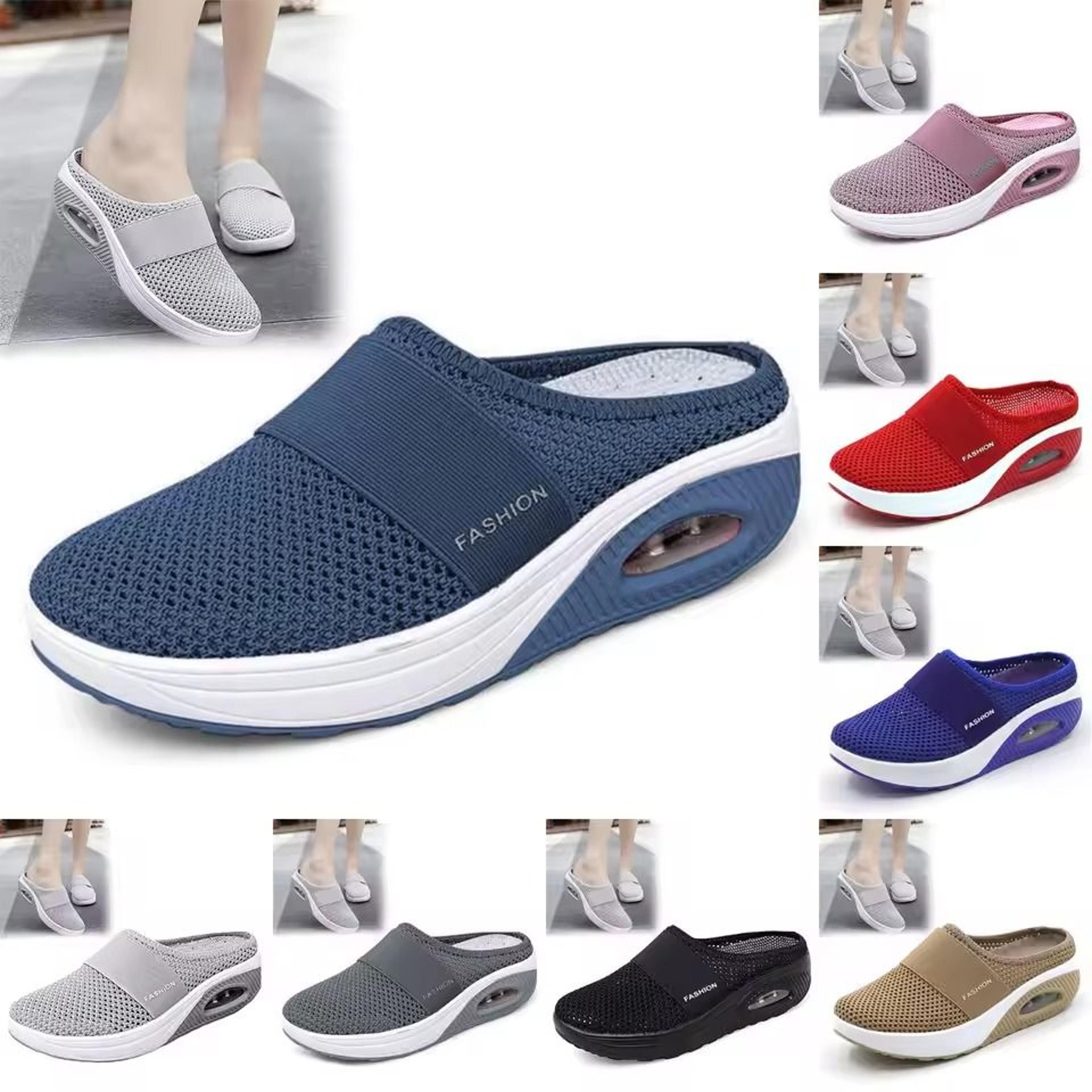 womens slip-on mesh walking sandals with arch support and thick soft sole