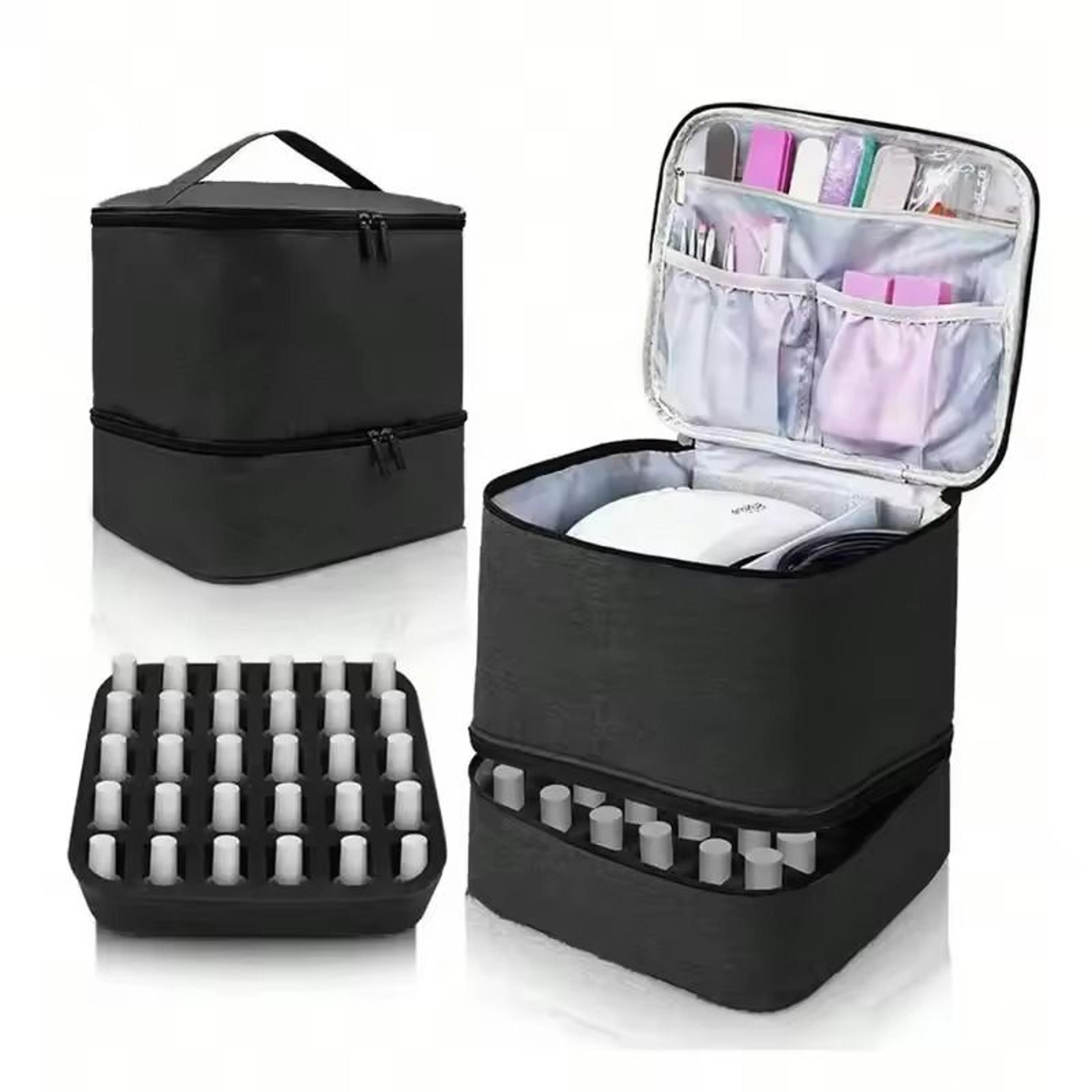 portable double layer nail polish storage bag 30 compartment organizer