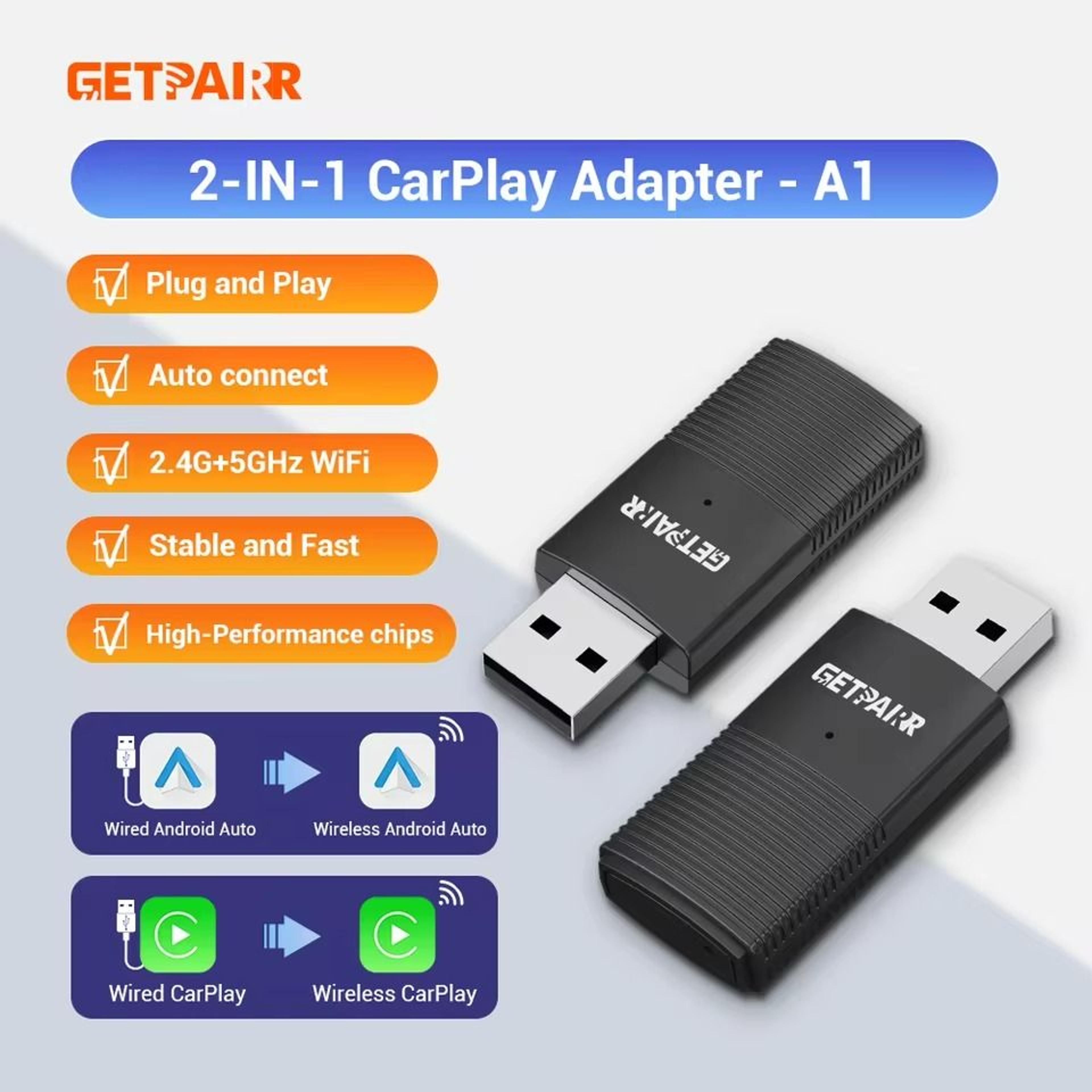wireless carplay android auto adapter mini plug and play box