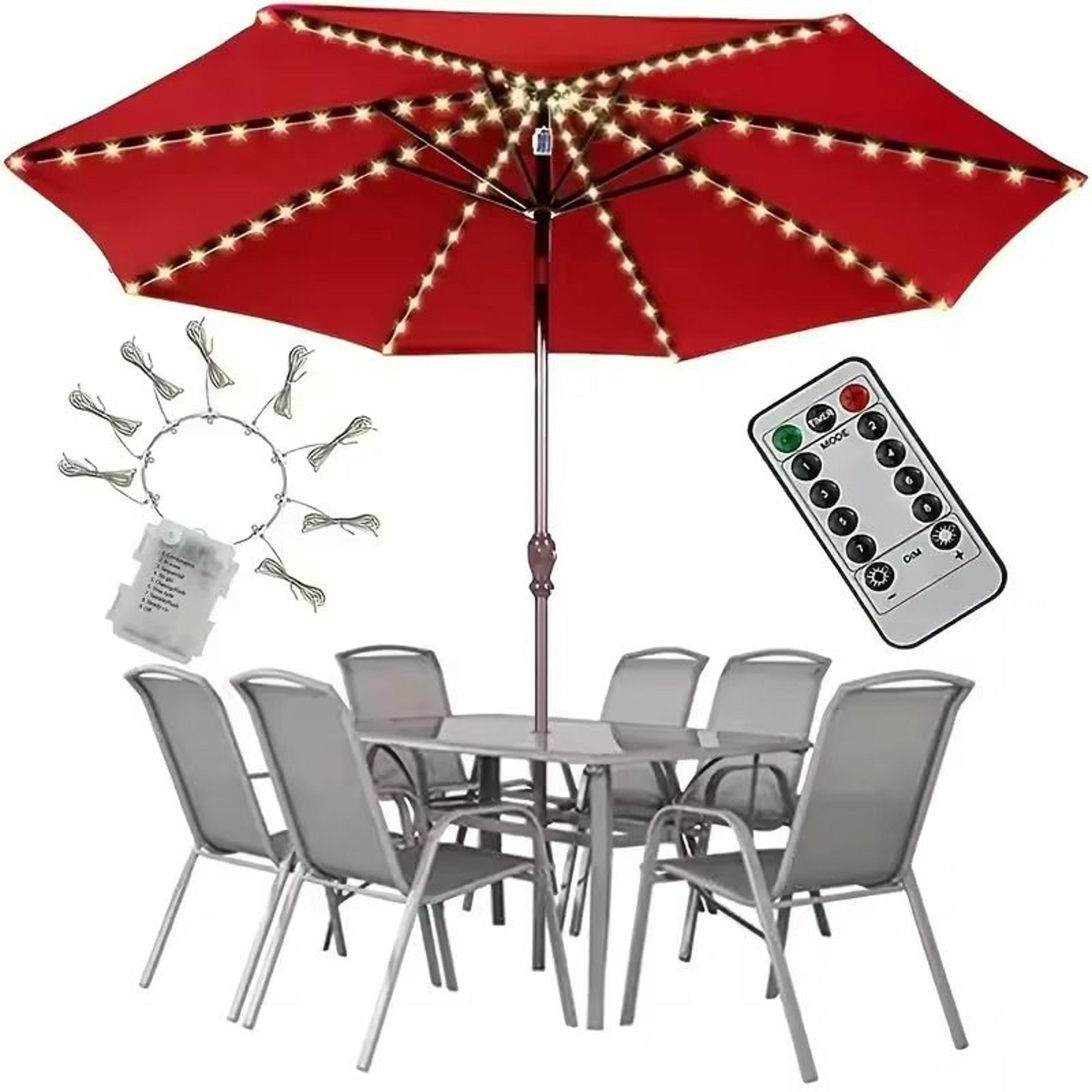 104 led patio umbrella lights with remote control and 8 modes