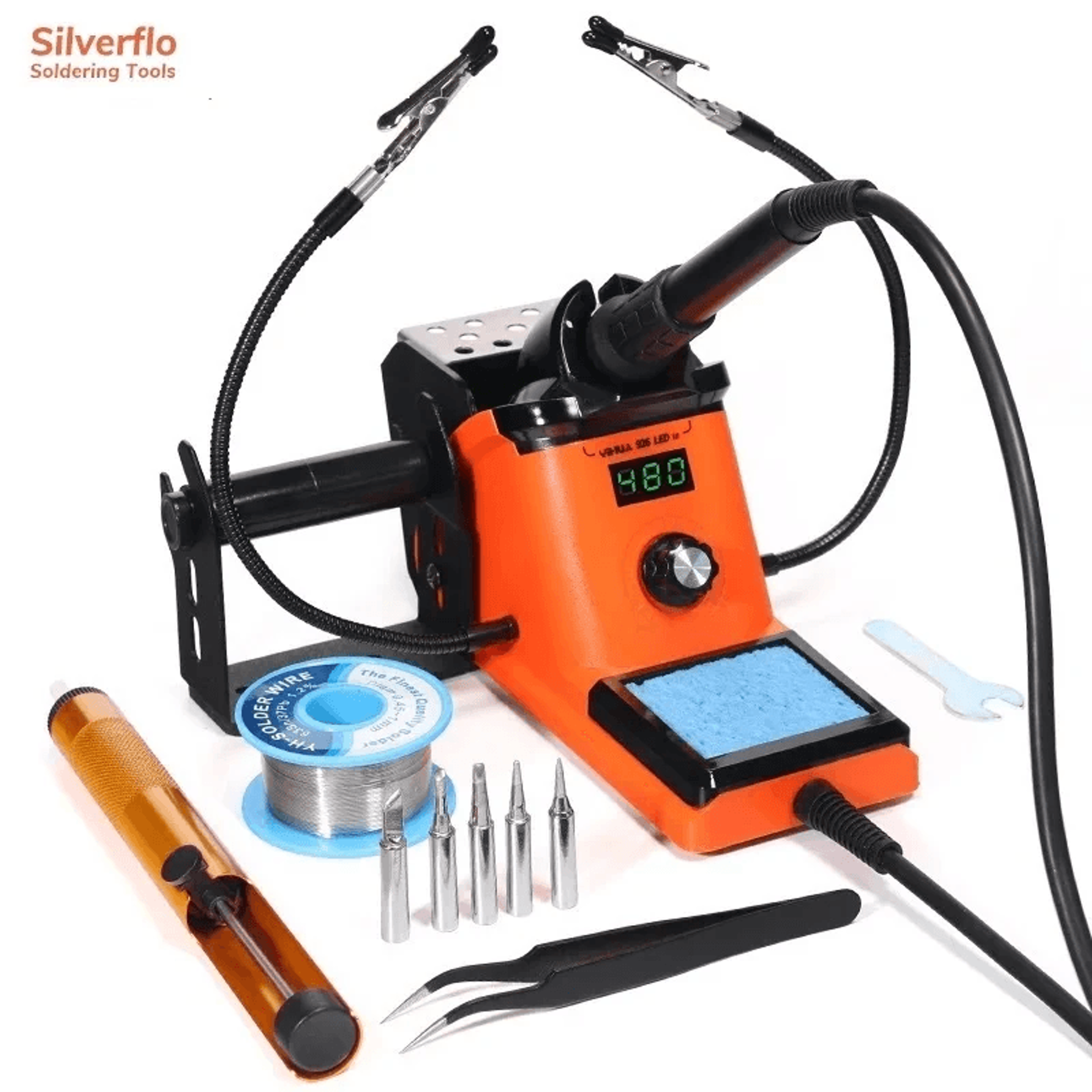digital soldering iron kit with led display and helping hands
