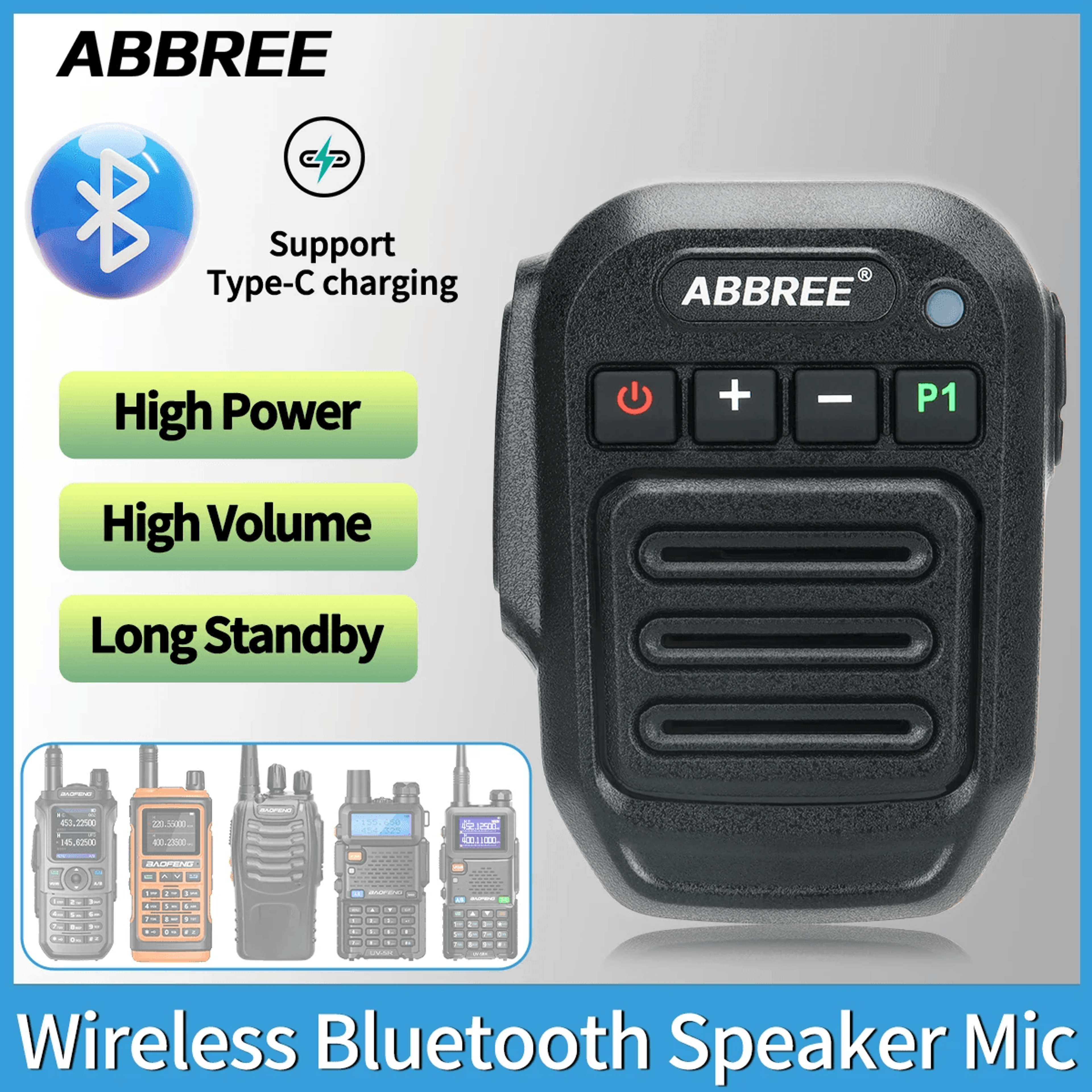 wireless bluetooth walkie talkie speaker mic | handheld high power type-c microphone