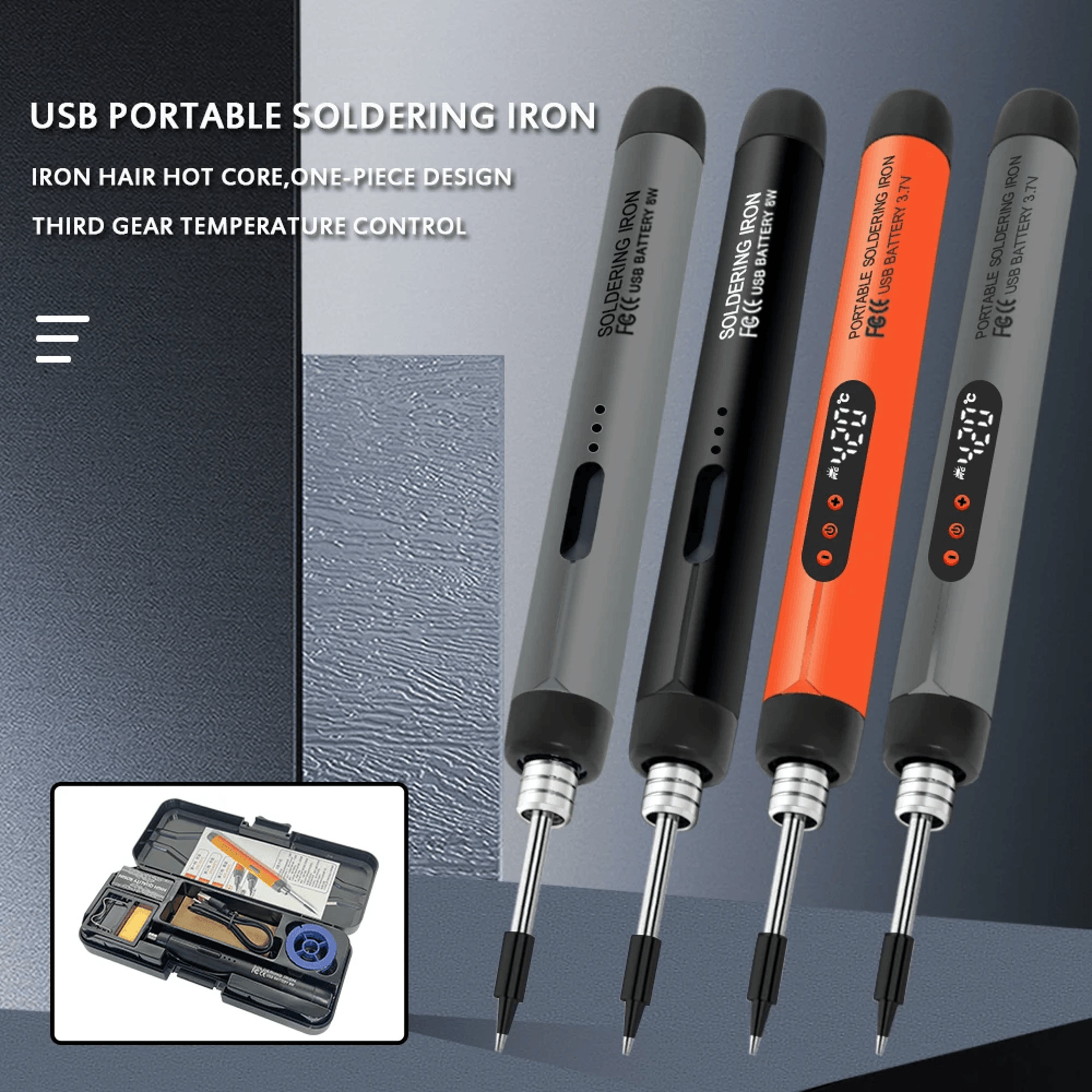 mini usb soldering iron with adjustable temperature and rechargeable battery