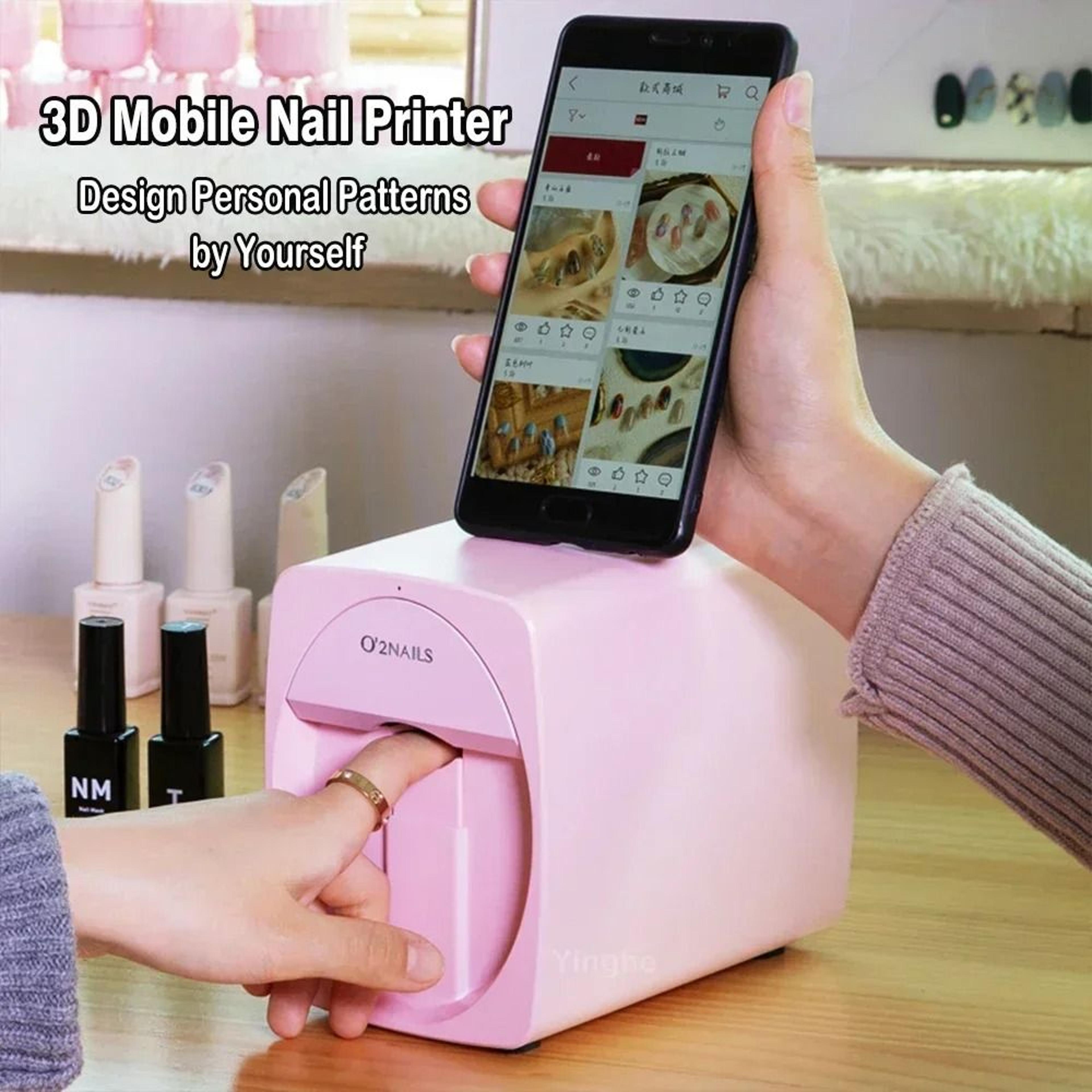 smart nail printer with 3d wireless nail art and ink cartridge