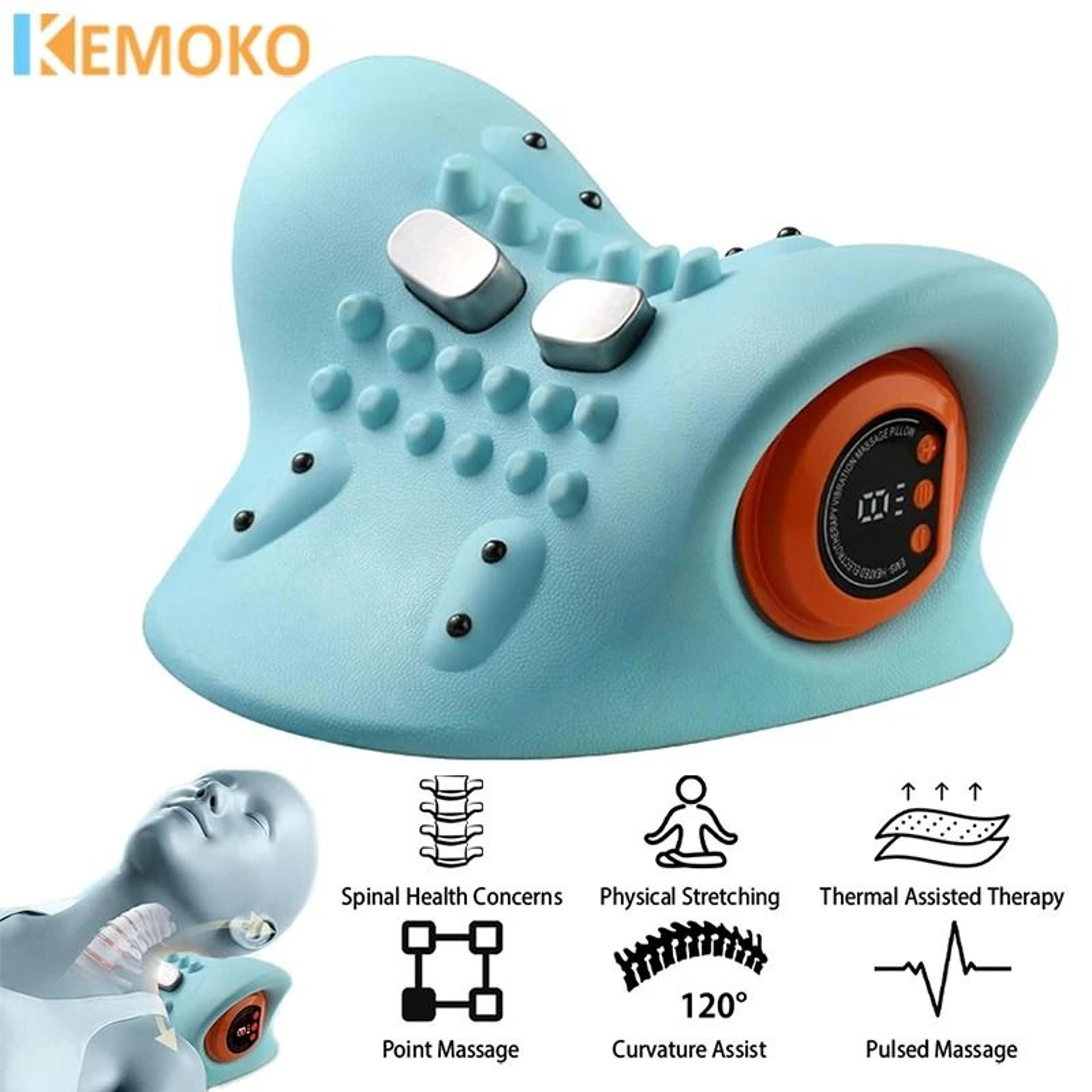 electric cervical neck massager with heating and traction support