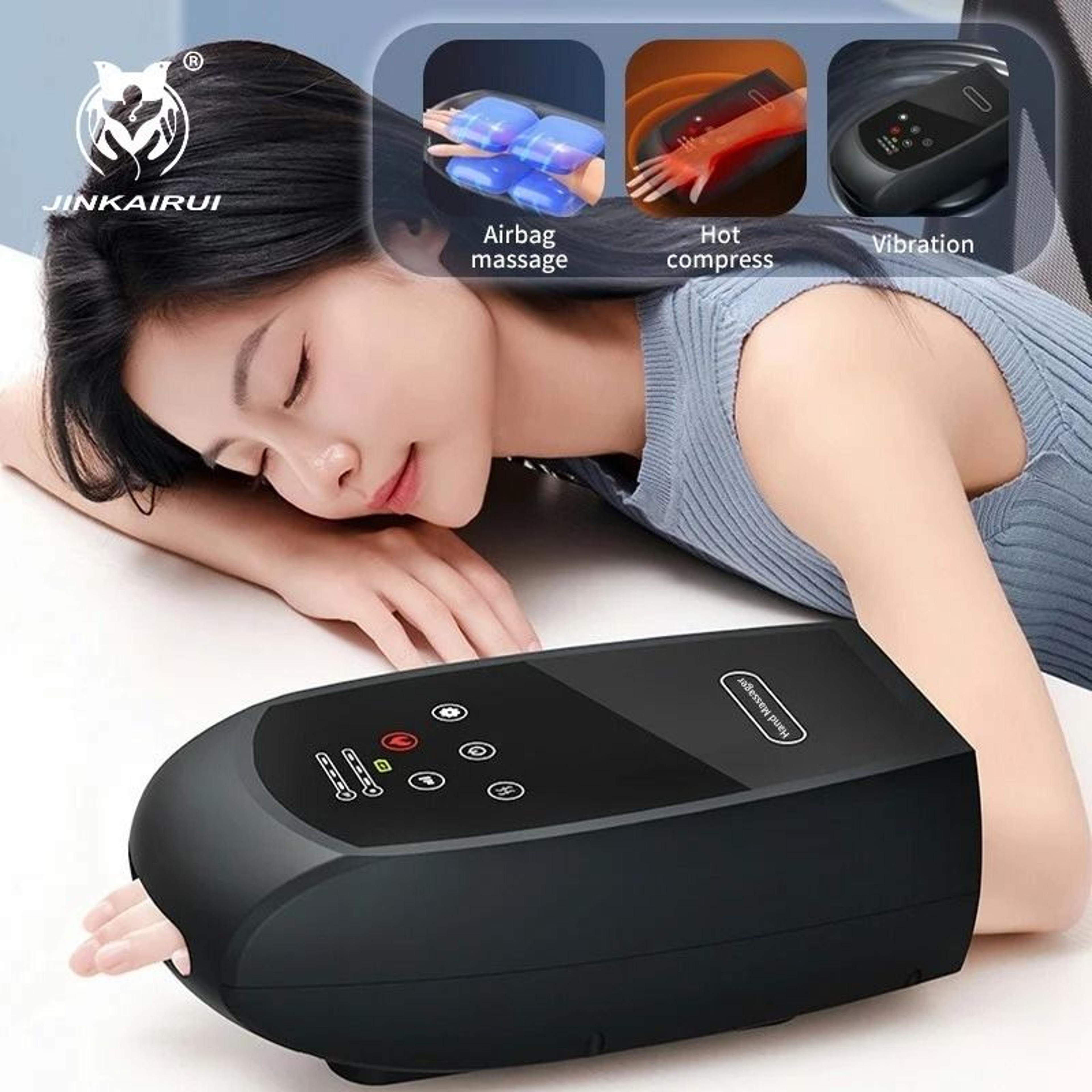 cordless electric hand massager with heating and air compression