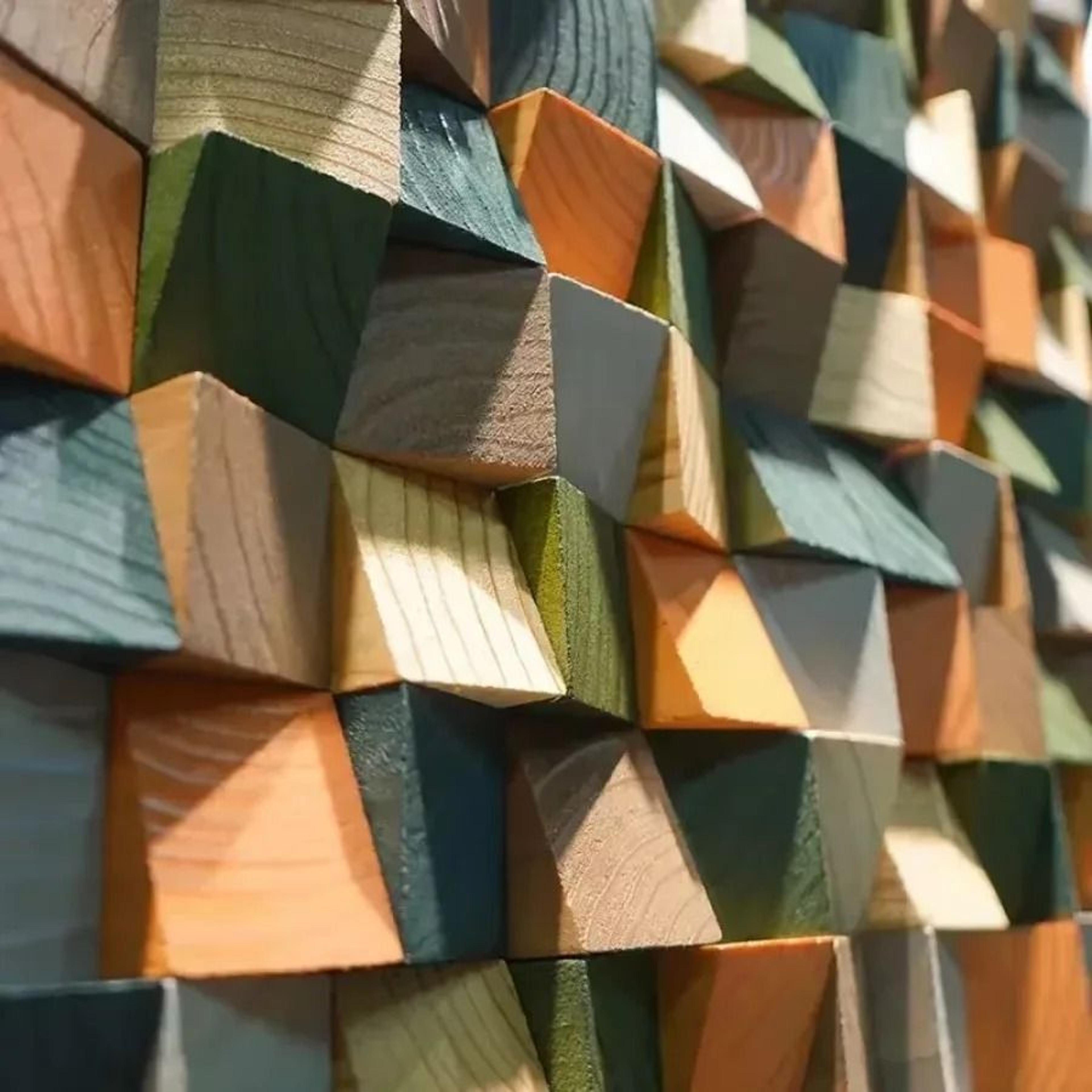 3d wooden mosaic wall art acoustic diffuser panel for home or office decor