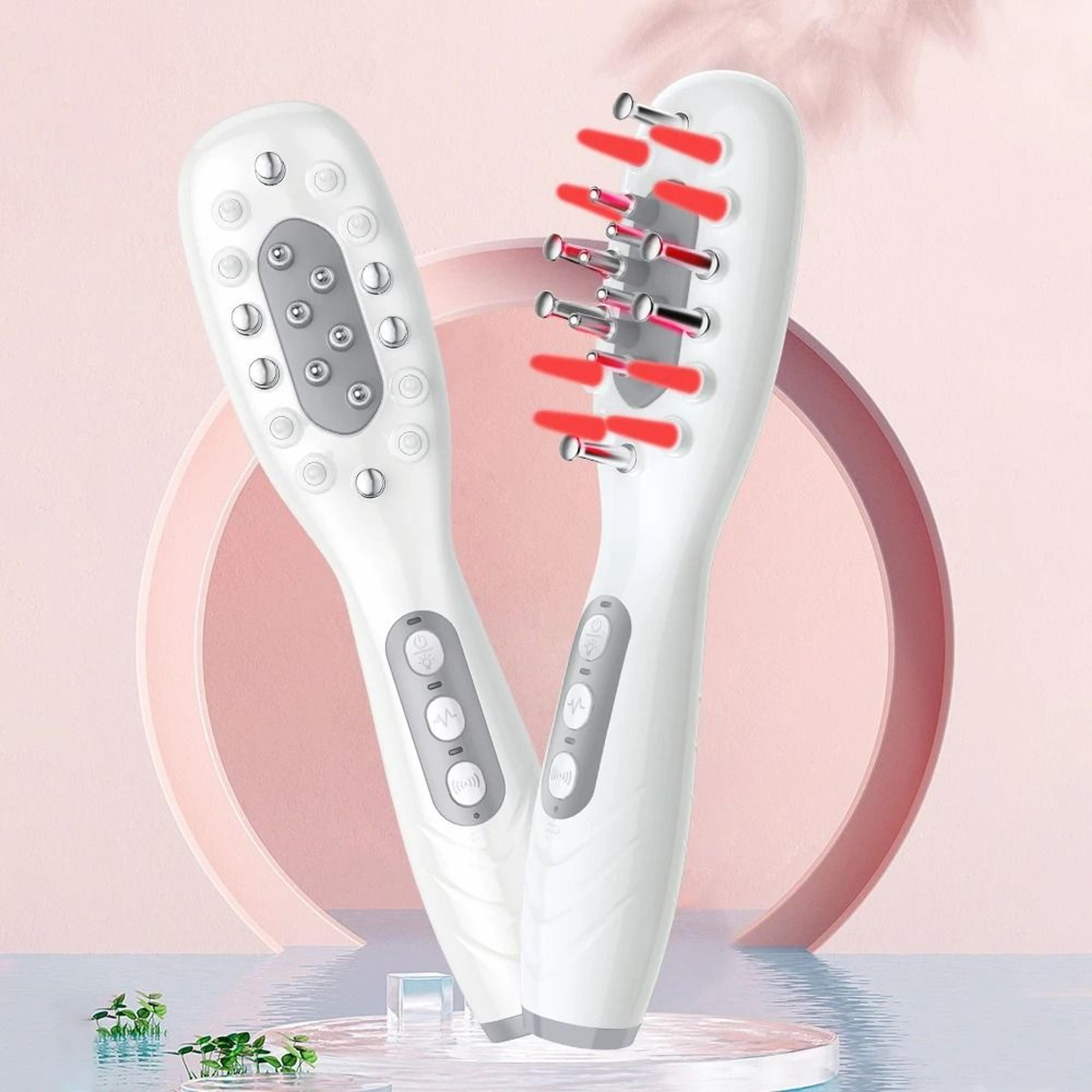 electric hair care comb micro current massage comb hair conditioner led colored light radio frequency hot compress scalp