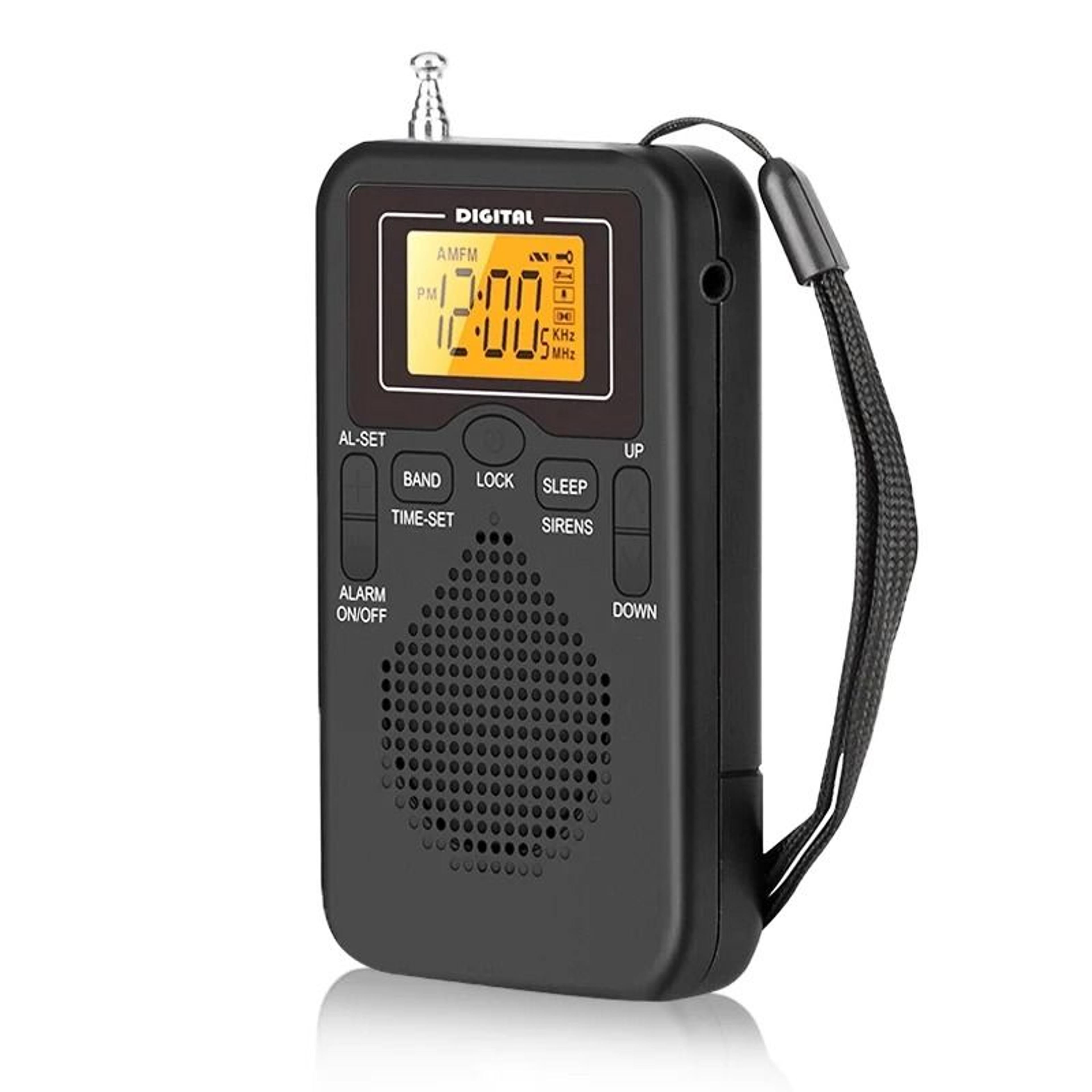 portable fm am radio with lcd alarm clock battery powered